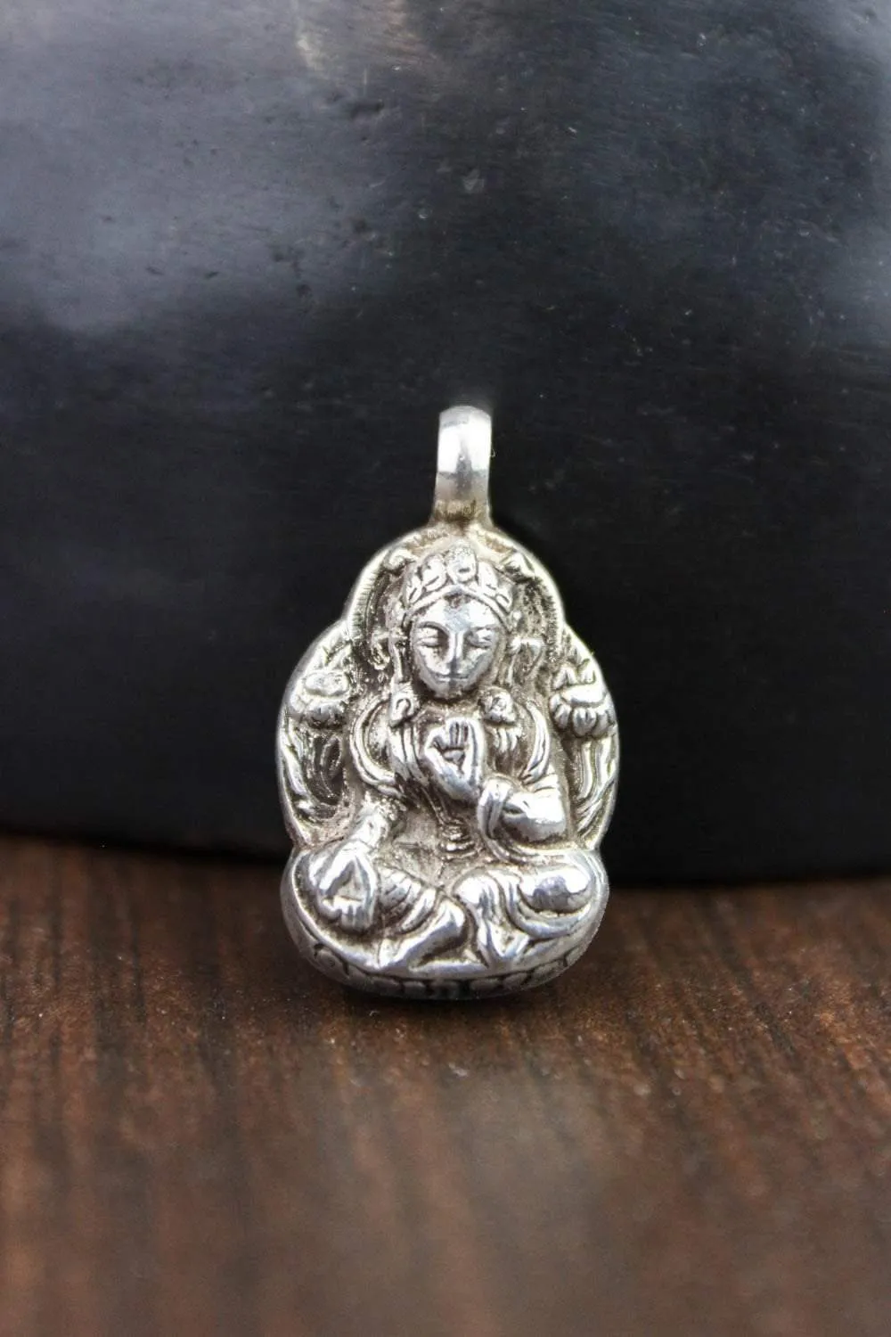 1 Inch Sterling Silver White Tara Pendant