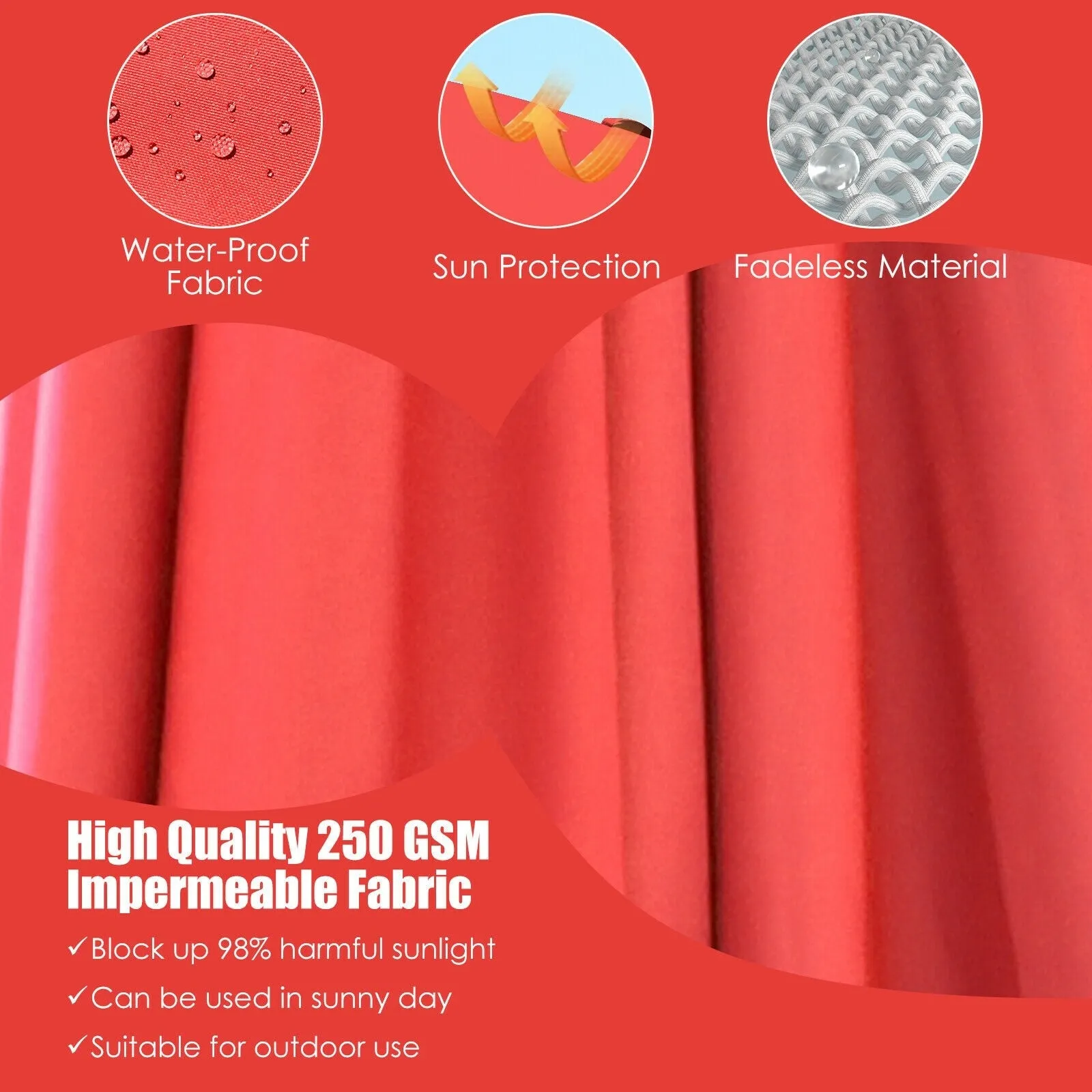 10 x 13ft Rectangular Cantilever Umbrella - Red