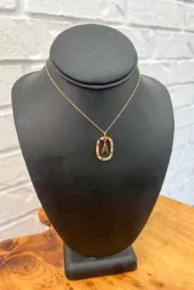 18K Rainbow Diamond Initial Necklace