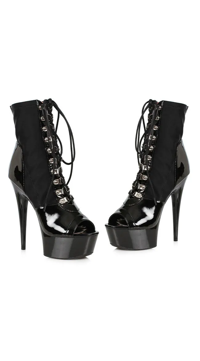 6 Inch Peep Toe Lace-Up Bootie