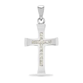 9ct White Gold Diamond Cross