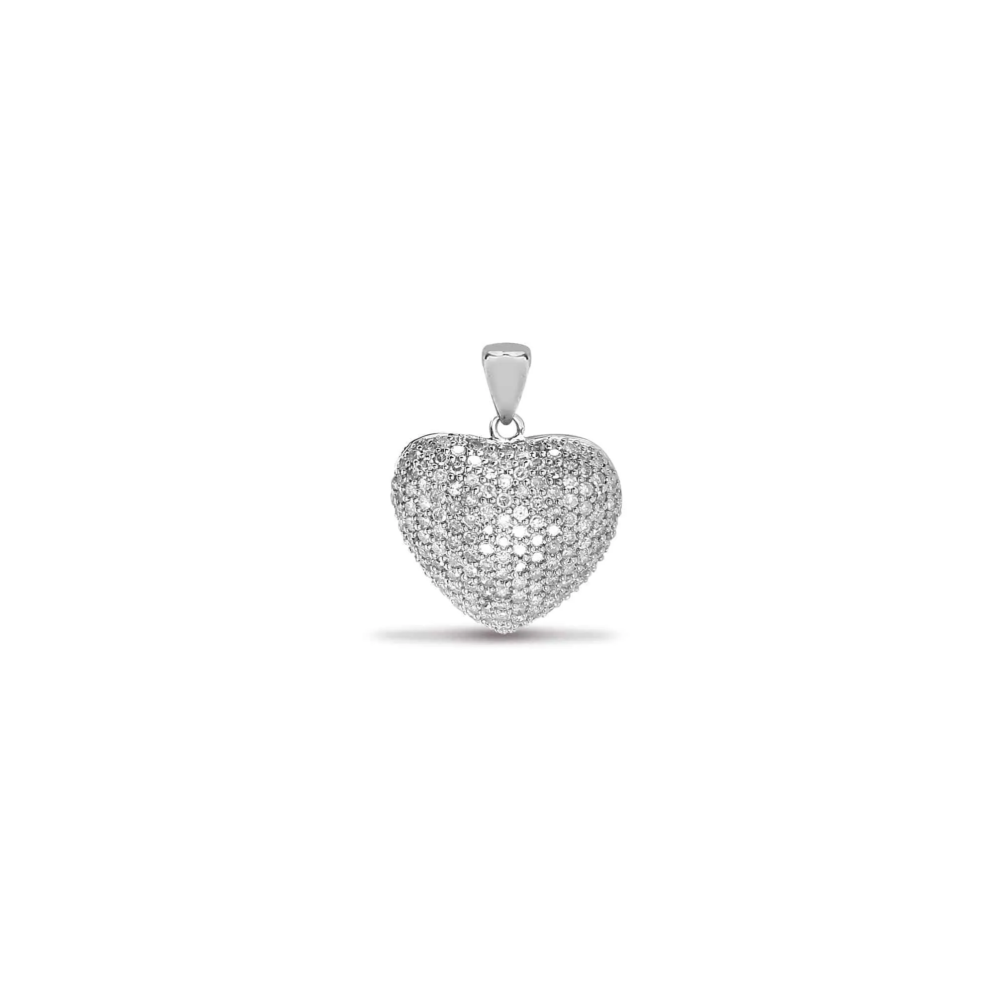 9ct White Gold Diamond Heart Pendant