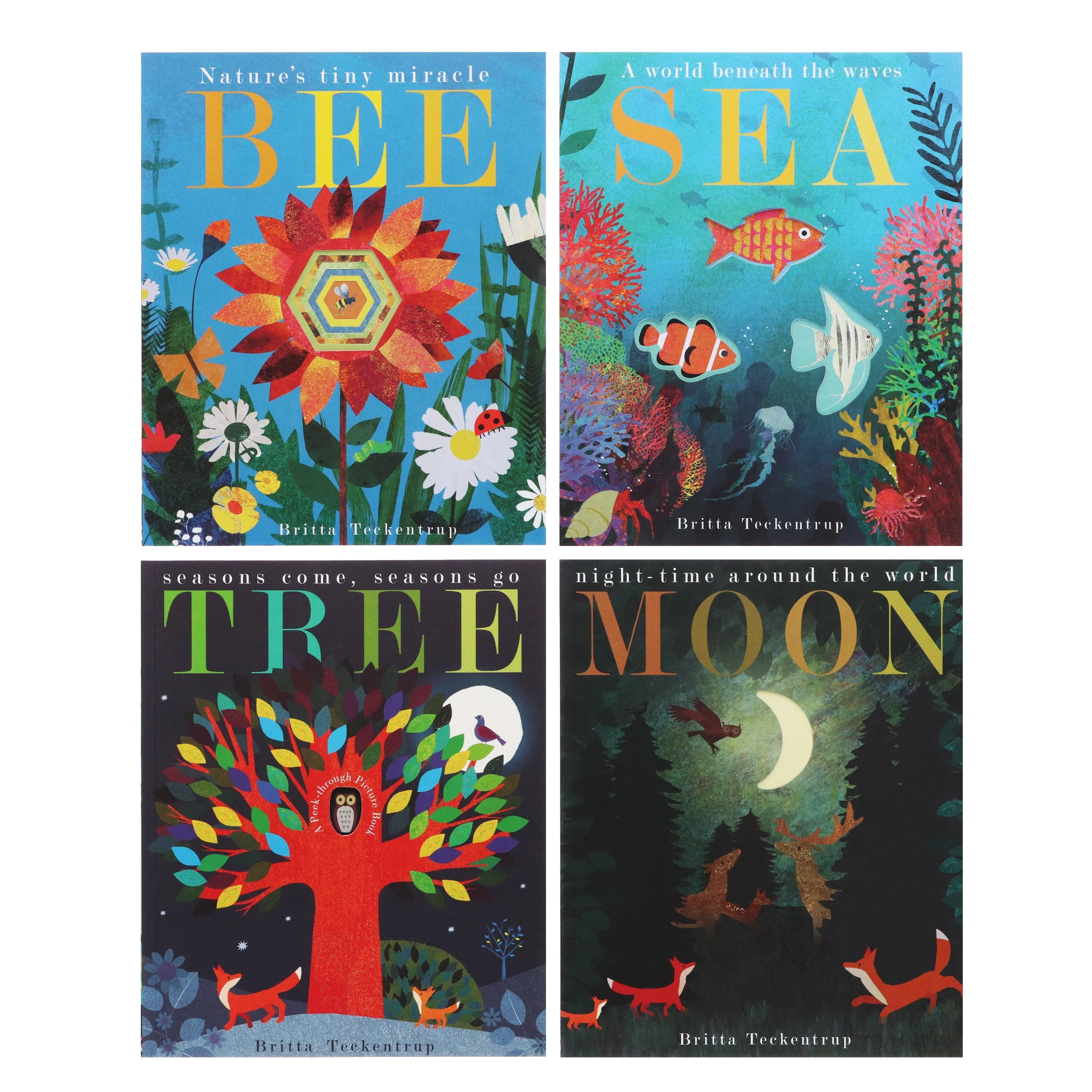 A Peek-Through 4 Nature Picture Book Set By Britta Teckentrup - Age 2-5 - Paperback