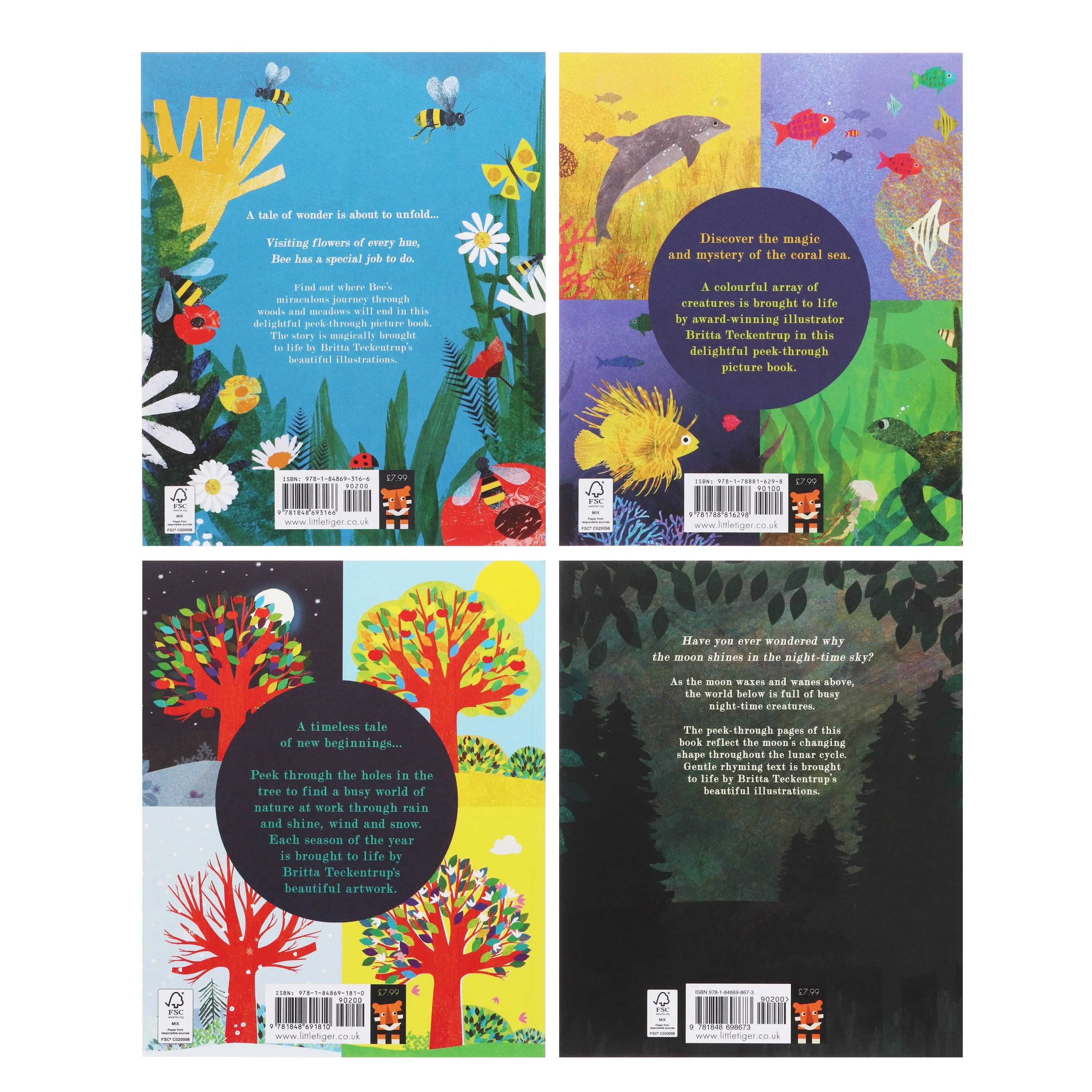 A Peek-Through 4 Nature Picture Book Set By Britta Teckentrup - Age 2-5 - Paperback