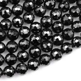 AAA Genuine Natural Black Spinel Faceted 6mm 8mm 10mm Round Beads Gemstone 15.5" Strand