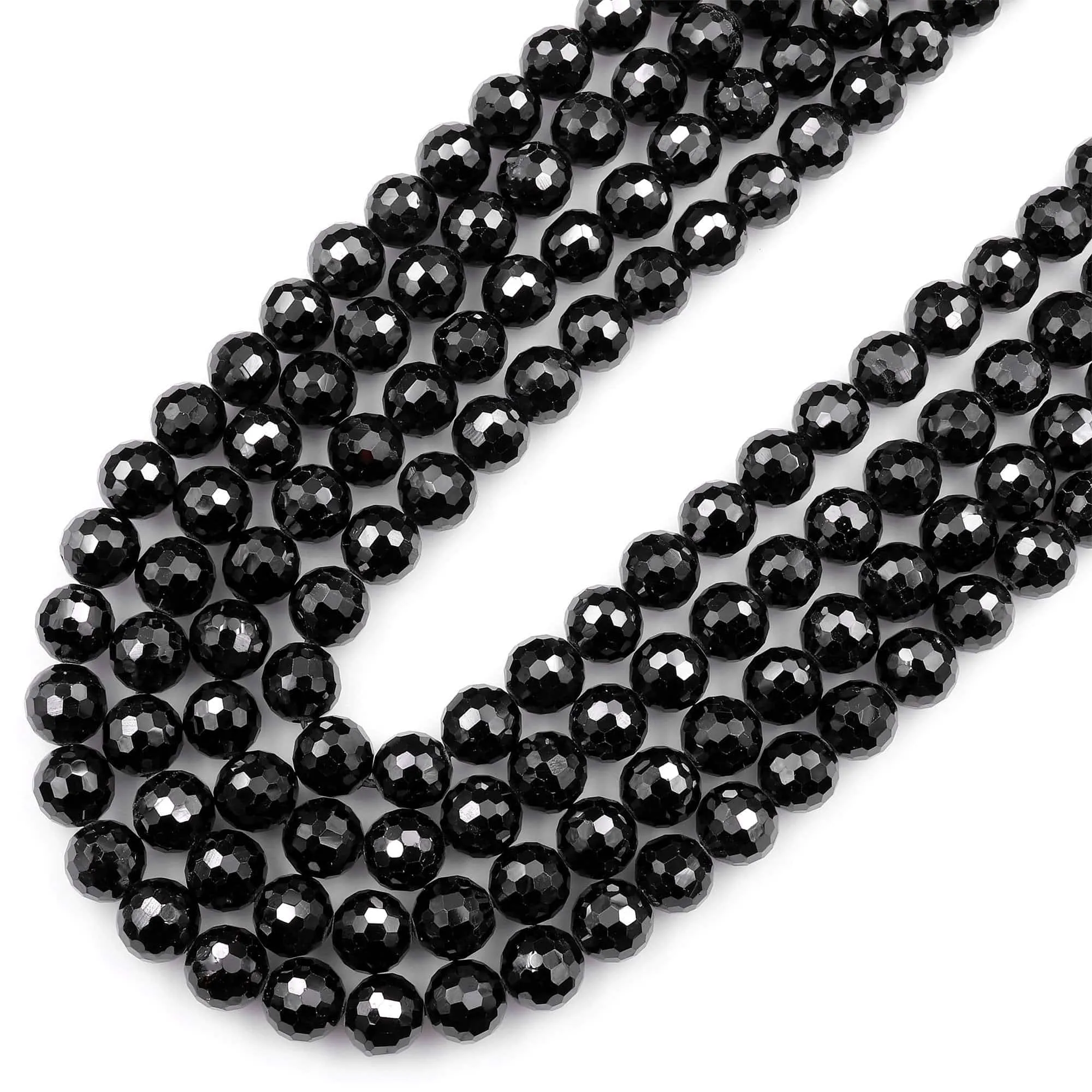 AAA Genuine Natural Black Spinel Faceted 6mm 8mm 10mm Round Beads Gemstone 15.5" Strand