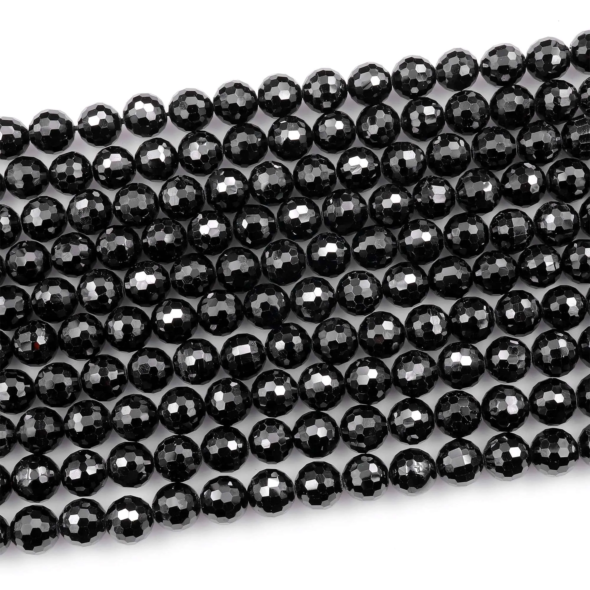 AAA Genuine Natural Black Spinel Faceted 6mm 8mm 10mm Round Beads Gemstone 15.5" Strand