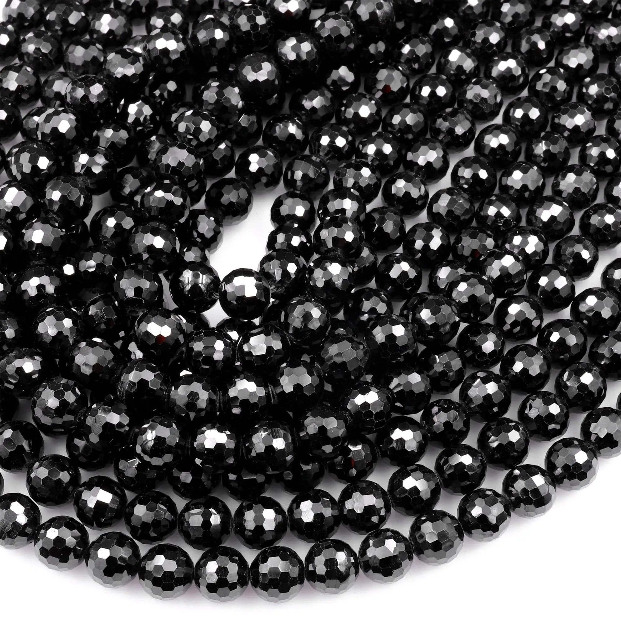 AAA Genuine Natural Black Spinel Faceted 6mm 8mm 10mm Round Beads Gemstone 15.5" Strand