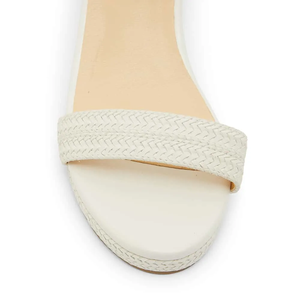 Adena Heel in White Weave Smooth