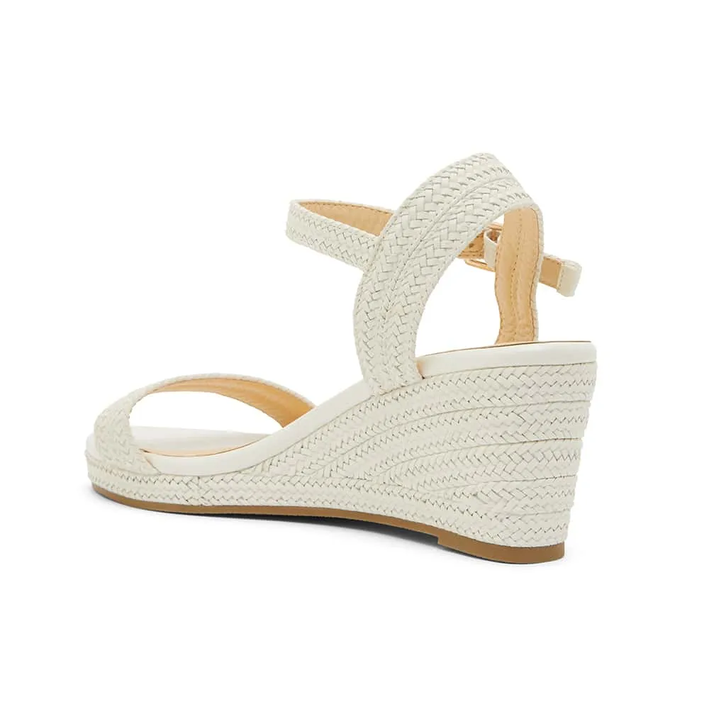 Adena Heel in White Weave Smooth