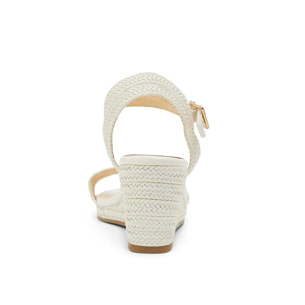 Adena Heel in White Weave Smooth