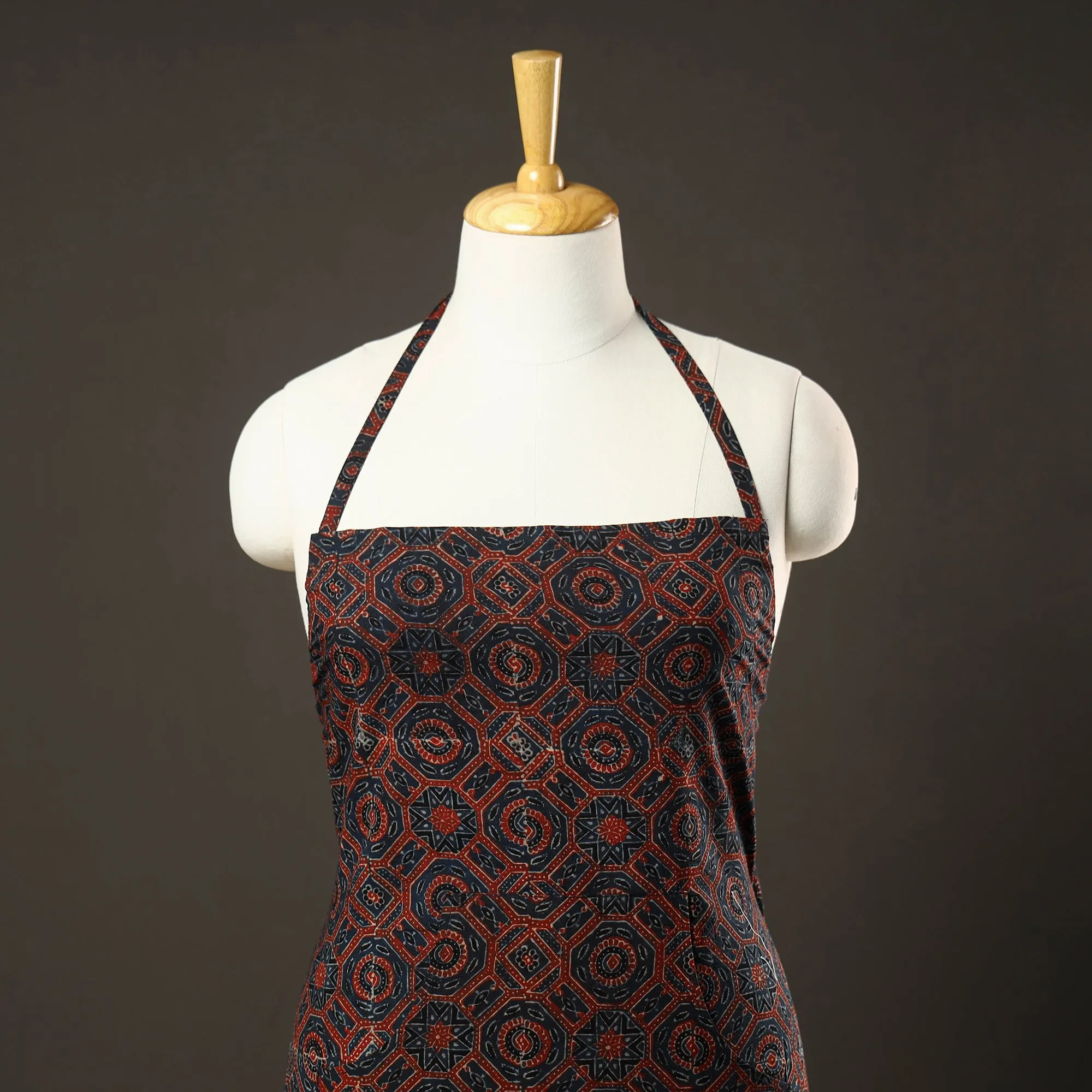 Ajrakh Block Printed Cotton Apron with Pocket 47