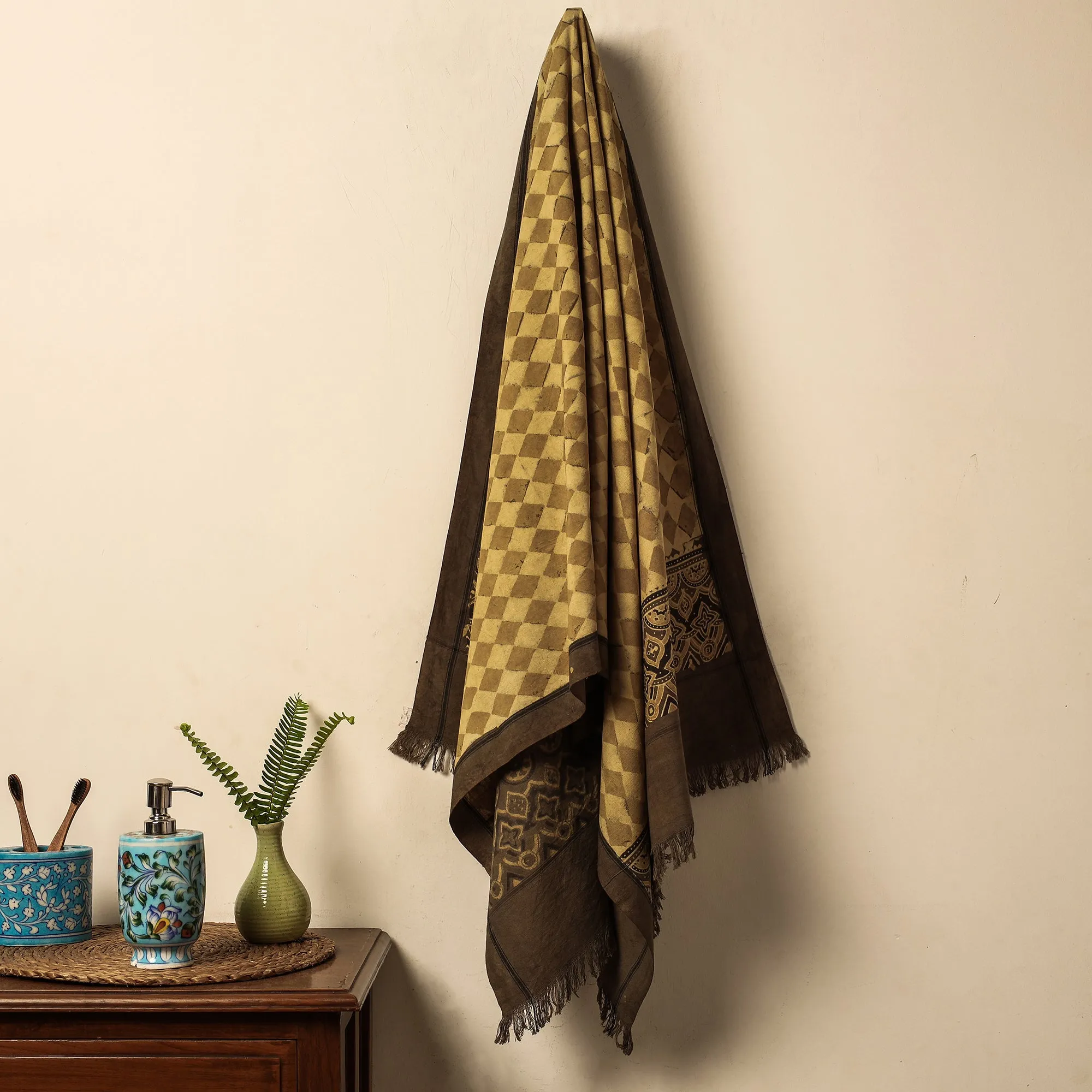 Ajrakh Block Printed Handloom Cotton Towel