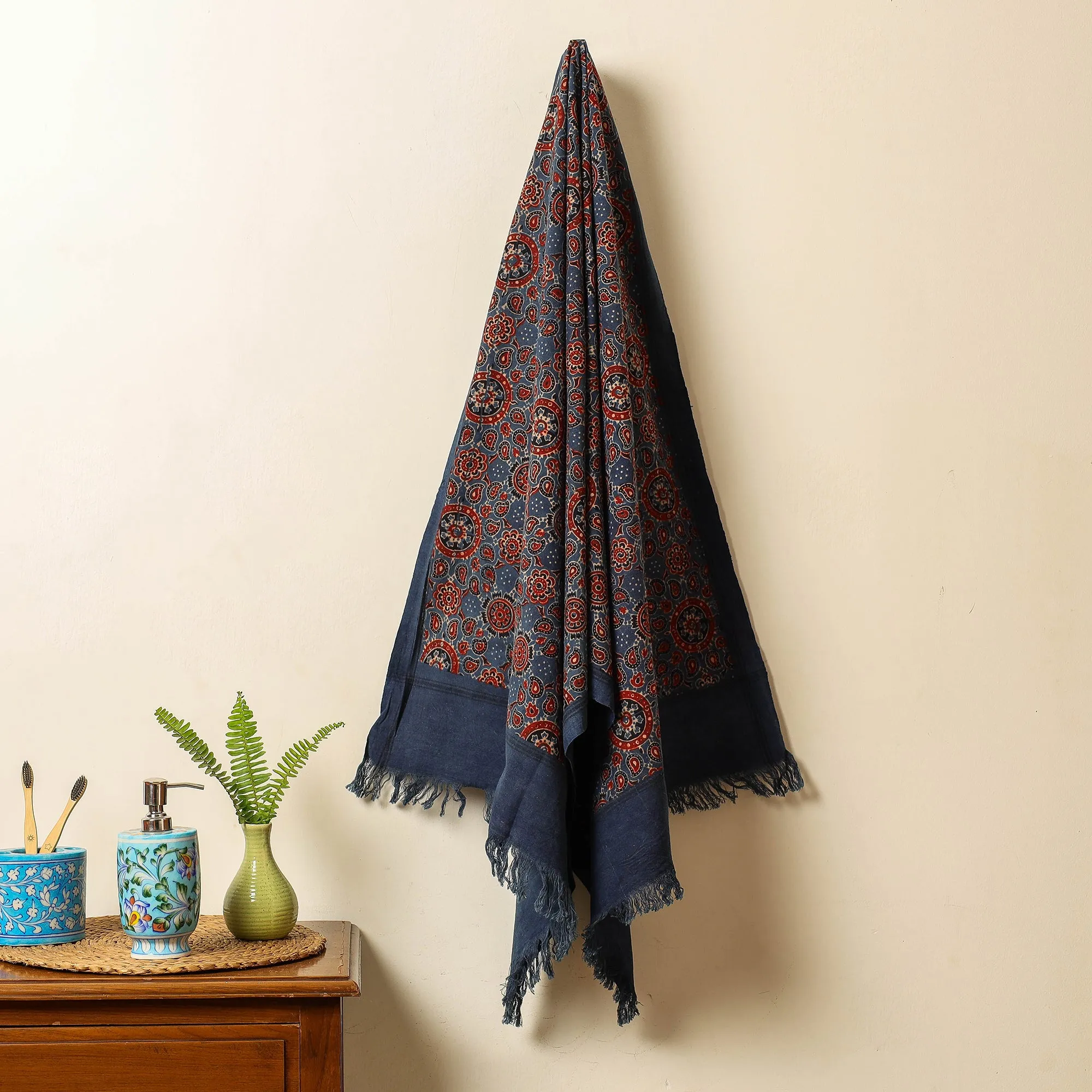 Ajrakh Block Printed Handloom Cotton Towel