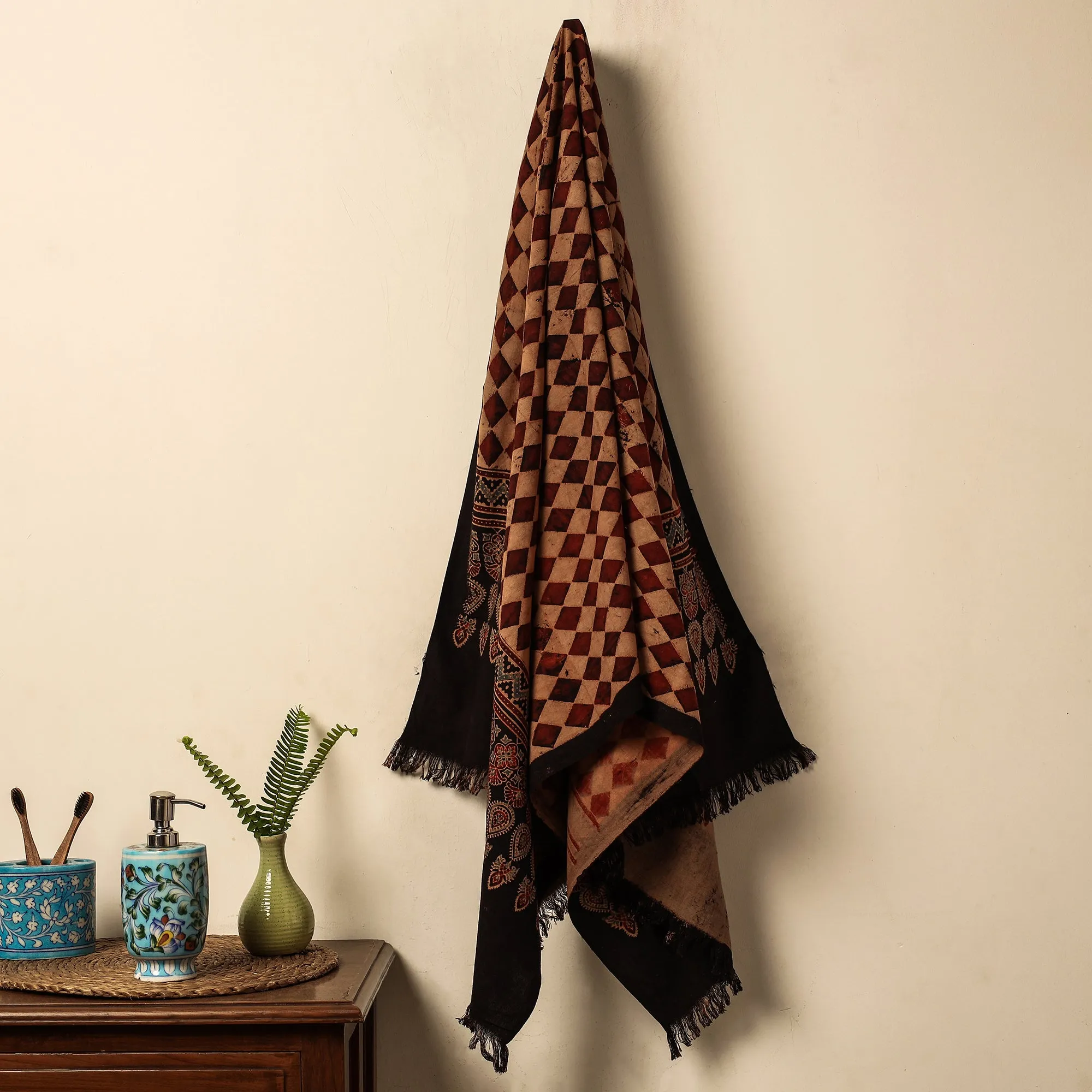 Ajrakh Block Printed Handloom Cotton Towel