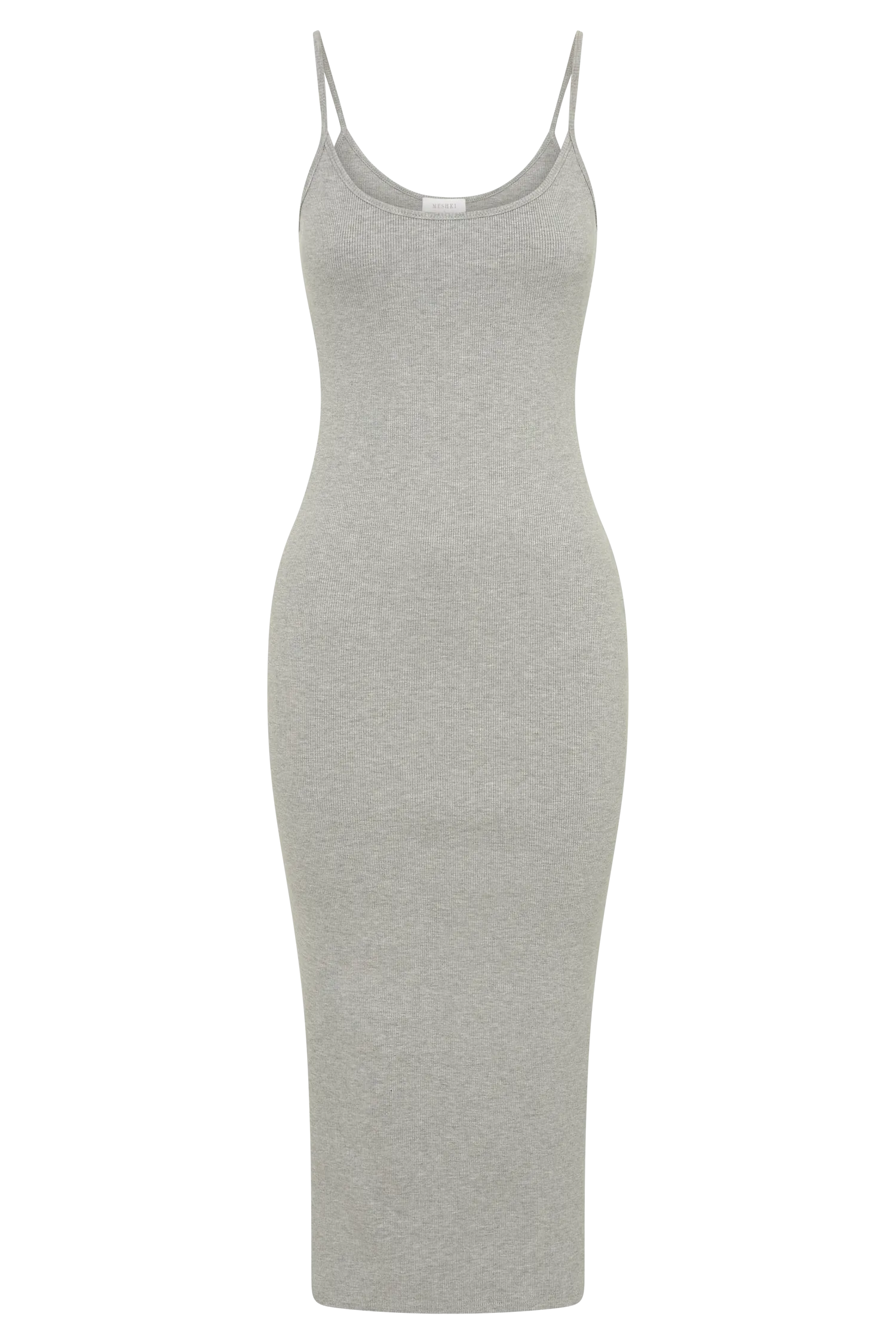 Alexis Ribbed Cami Midi Dress - Grey Marle