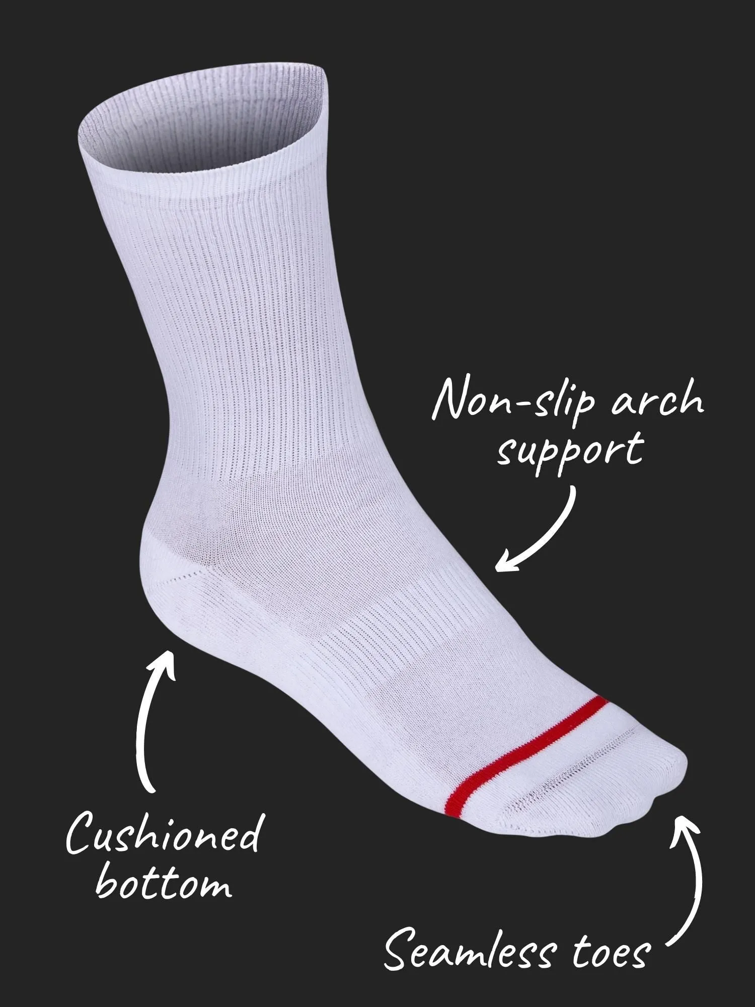 All White 3-Pack Crew Socks