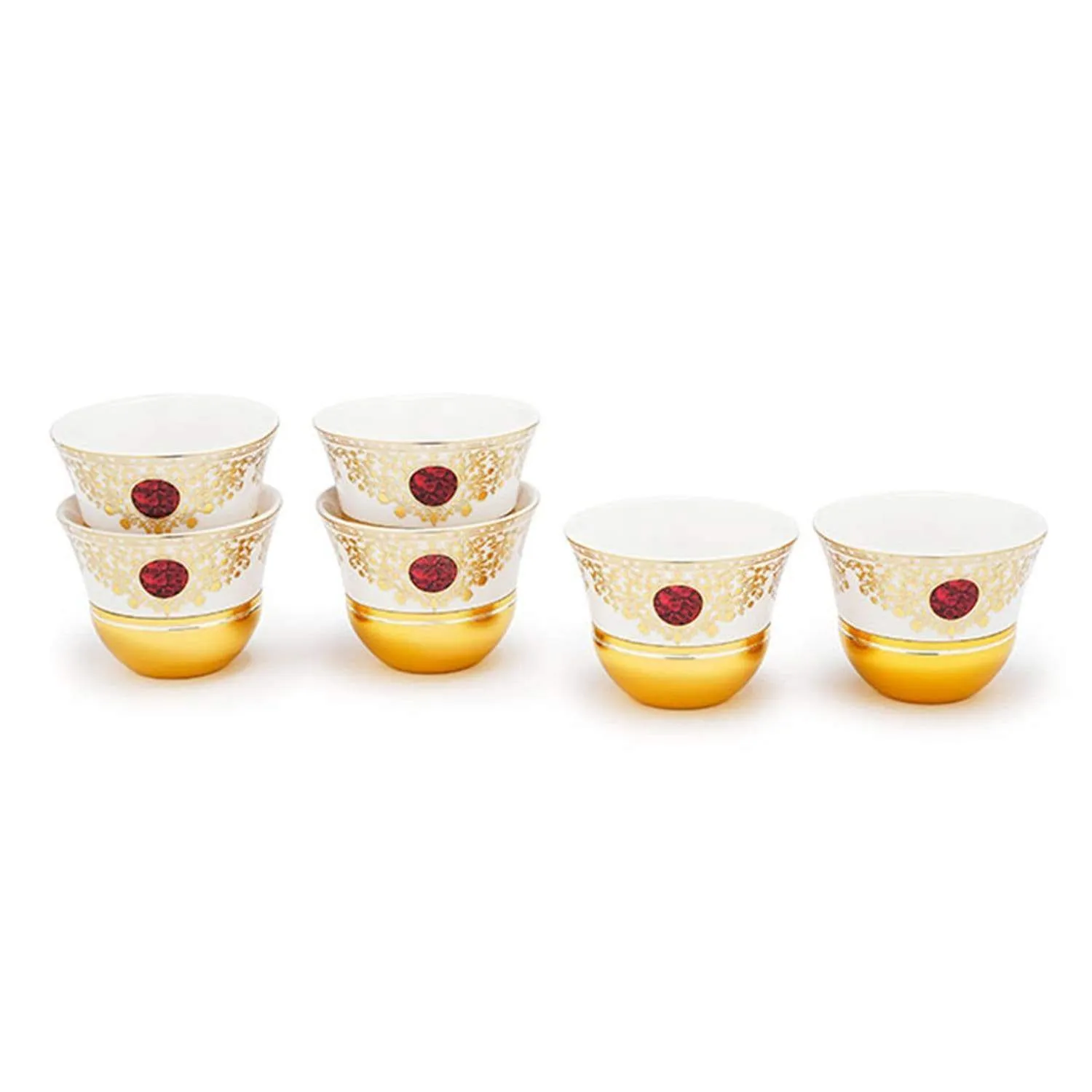 Amber Marjani Cawa Cup - Red and Gold, Set of 6 - AM3373-S28/028/6PC