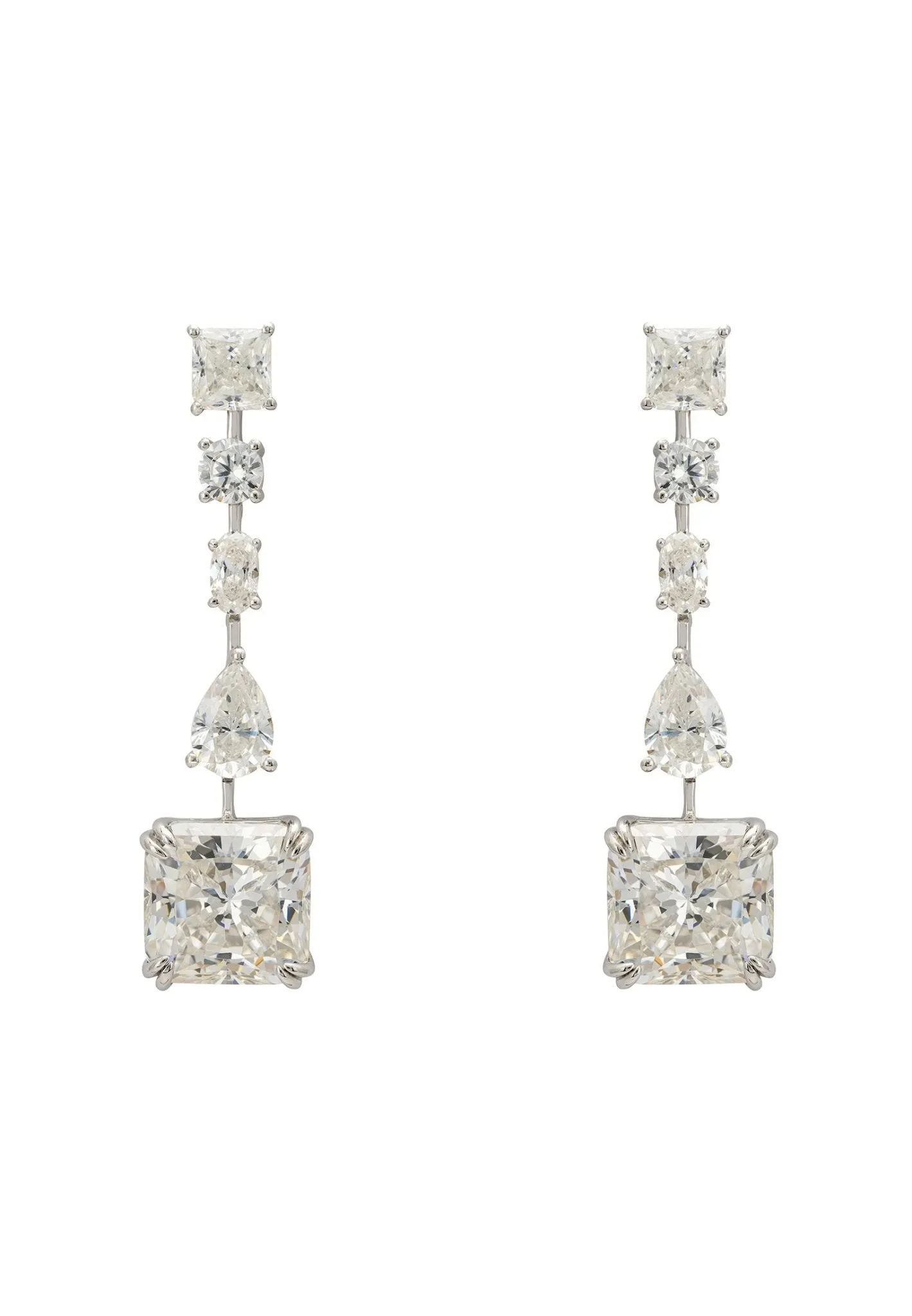 Angelina Moissanite Drop Earrings Silver