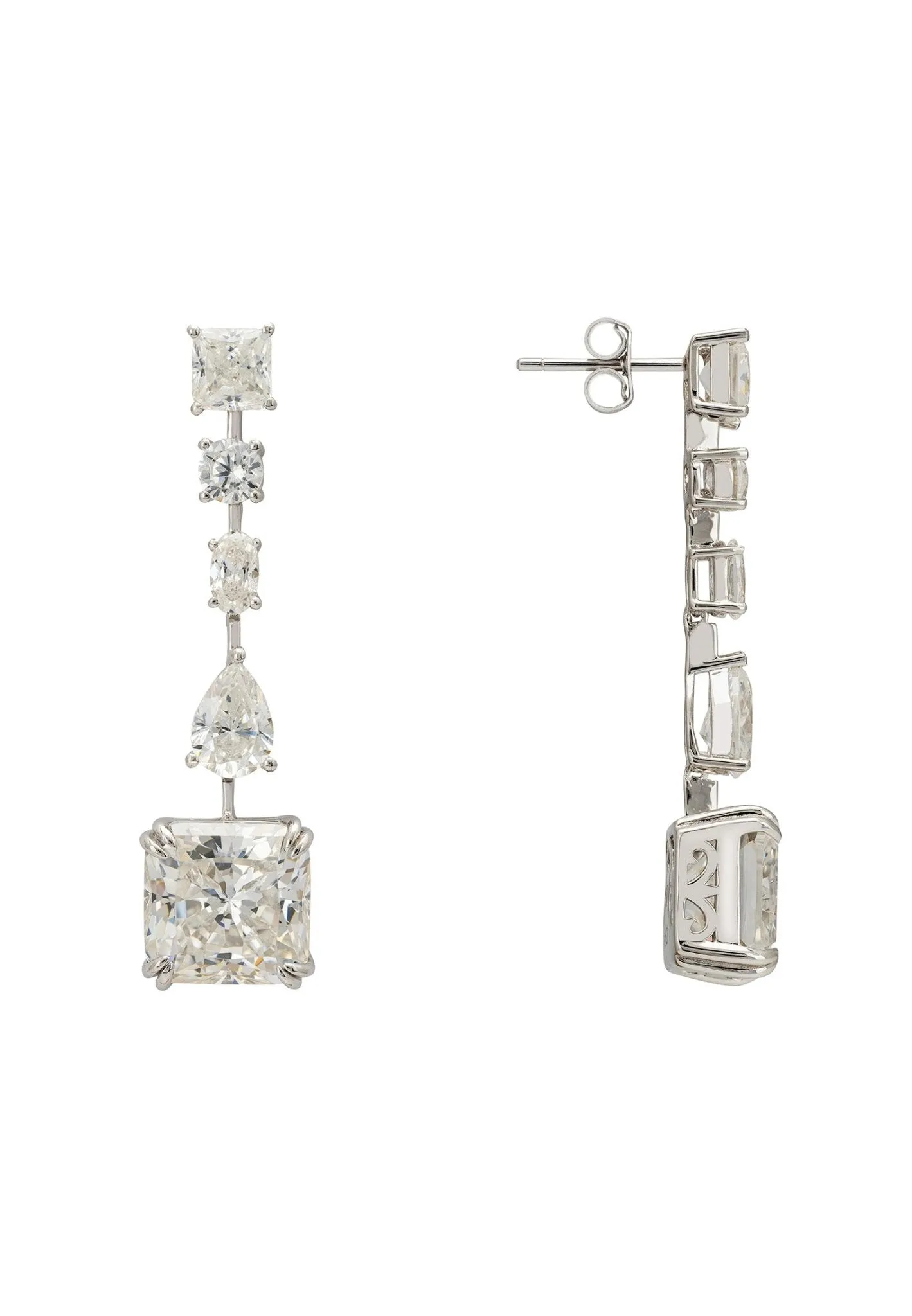 Angelina Moissanite Drop Earrings Silver