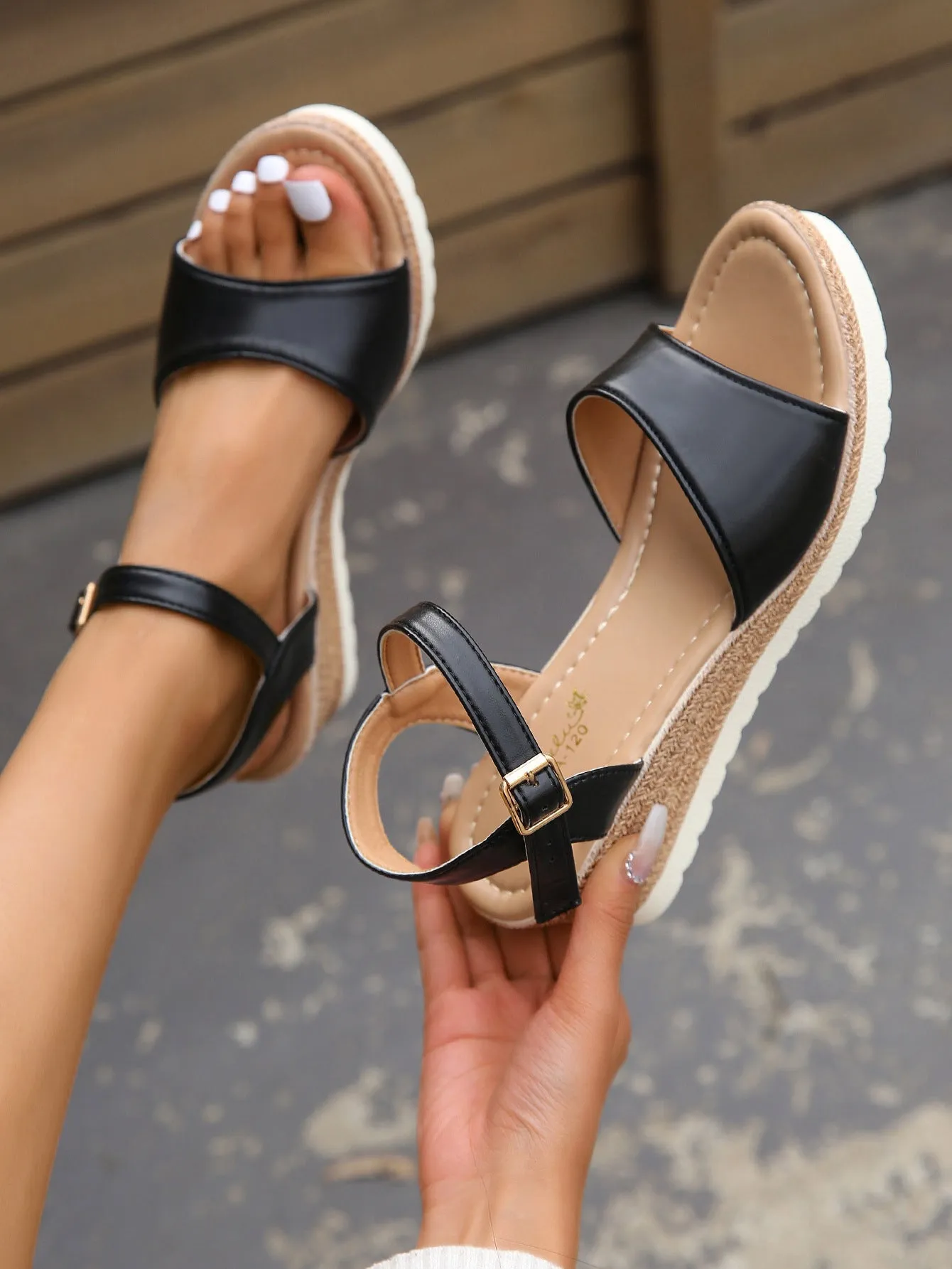 Ankle Buckle Platform Wedge Sandals