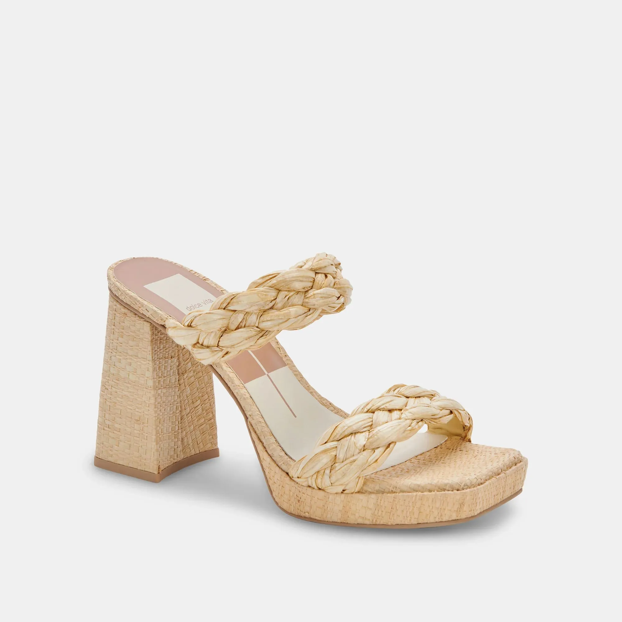 Ashby Lt. Natural Raffia Block Heel