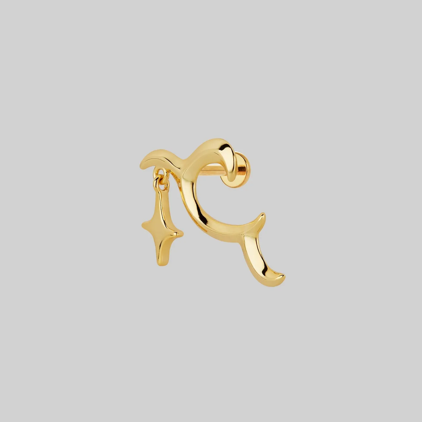 ASTRA. Abstract Waves & Star Stud Earring - Gold