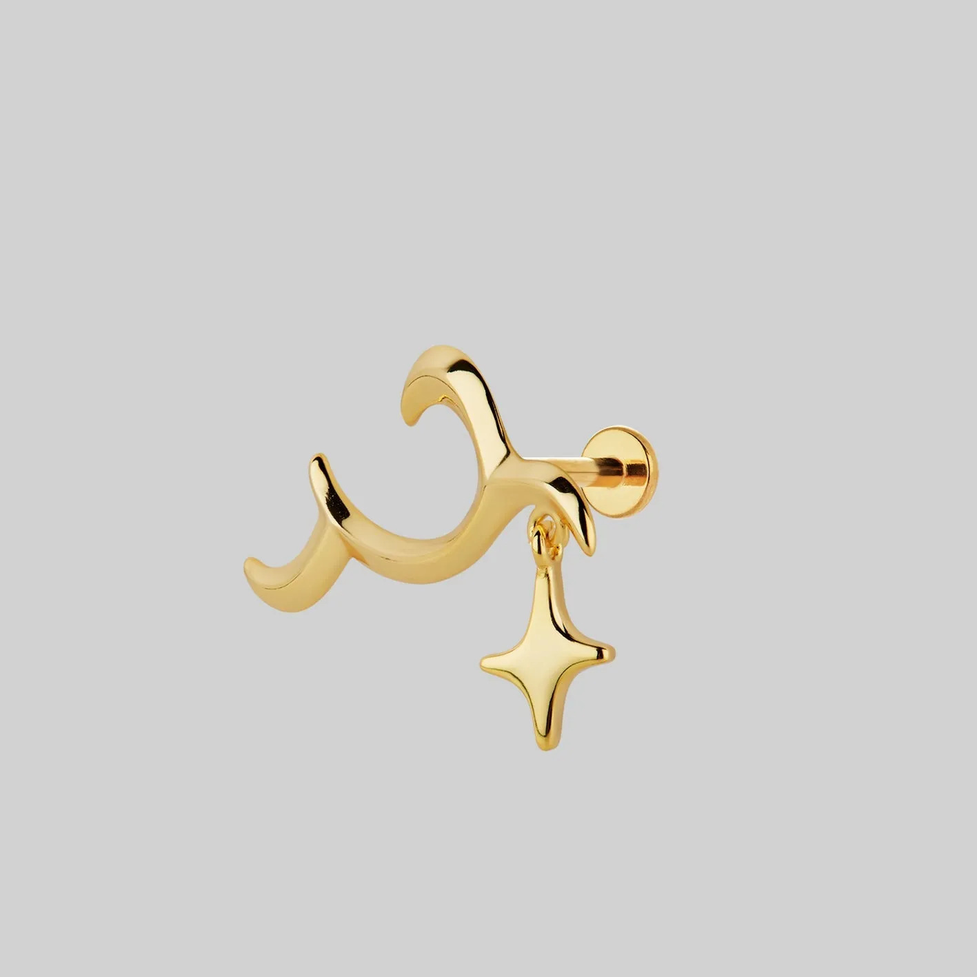 ASTRA. Abstract Waves & Star Stud Earring - Gold