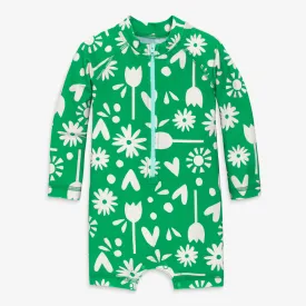 Baby one-piece rash guard in garden party