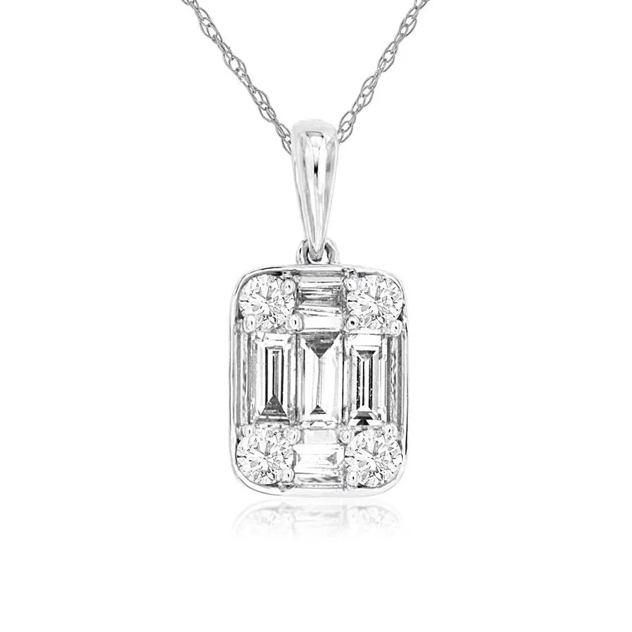 Baguette and Round Diamond Pendant