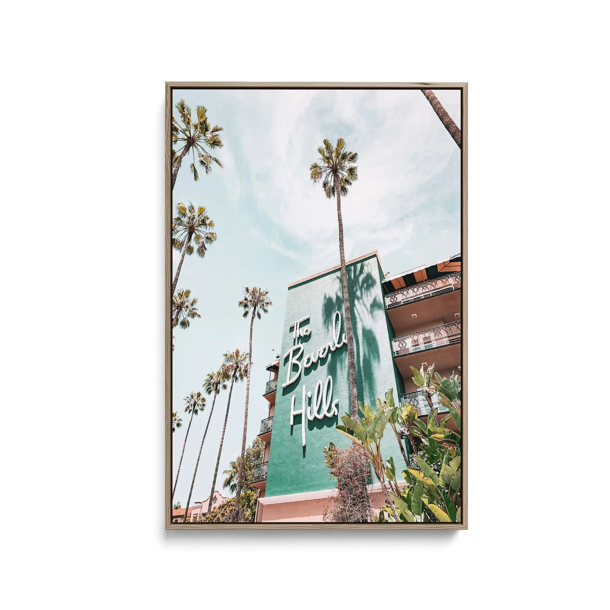 Beverly Hills Hotel - Vintage Retro Mid Century Modern - Stretched Canvas Print or Framed Fine Art Print - Artwork