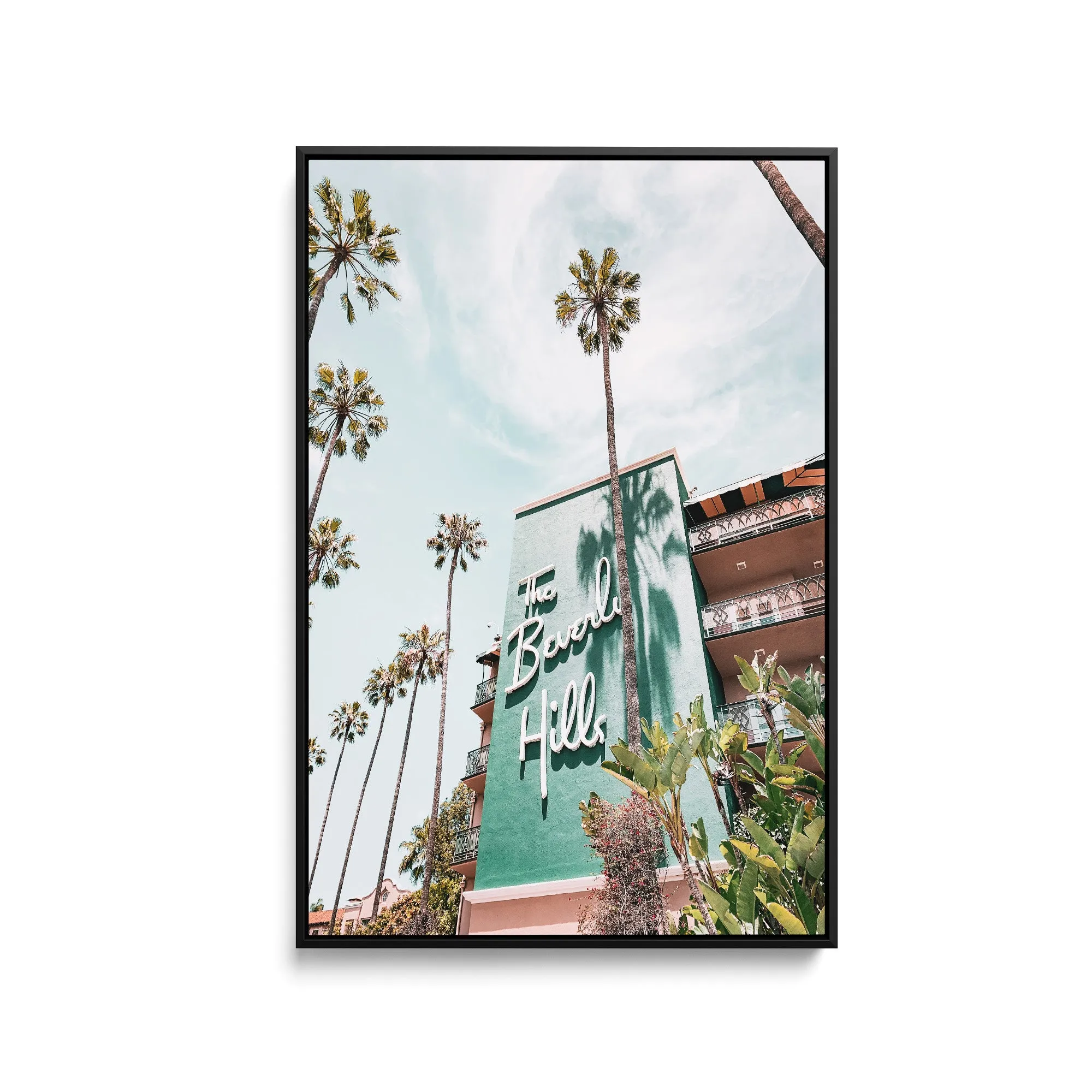 Beverly Hills Hotel - Vintage Retro Mid Century Modern - Stretched Canvas Print or Framed Fine Art Print - Artwork