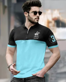 Black and Light Blue Polo T-shirt