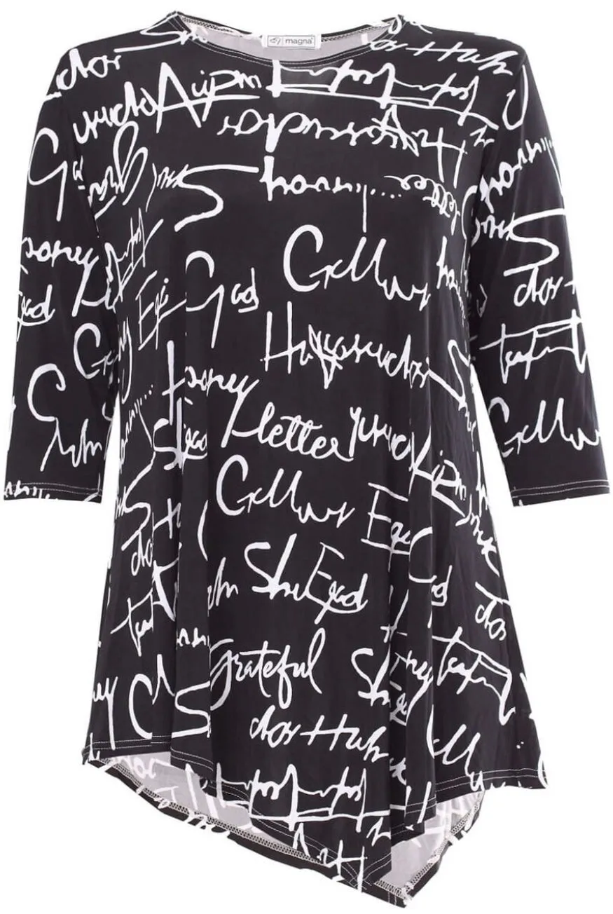 Black Asymmetrical Tunic W/Lettering