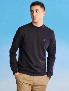 Black Interlocked High Neck Sweatshirt