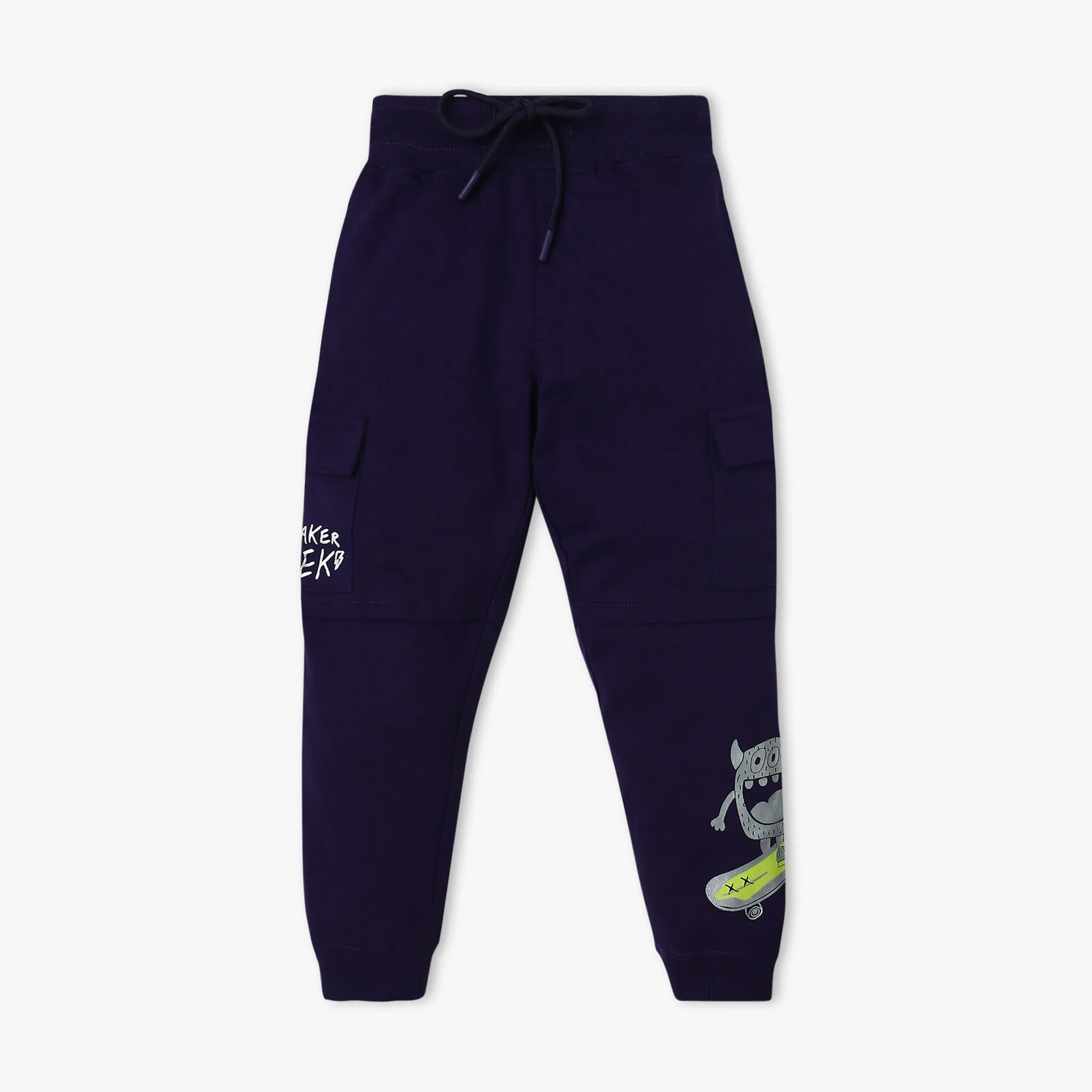 Boy's Regular Fit Solid Mid Rise Trackpants