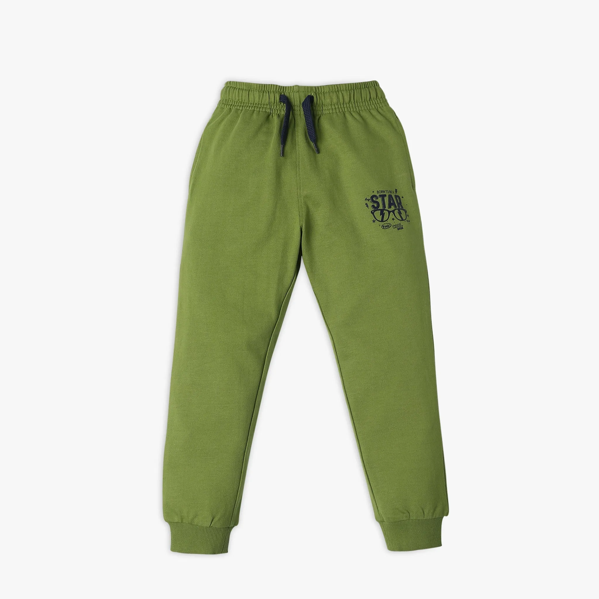 Boy's Regular Fit Solid Mid Rise Trackpants