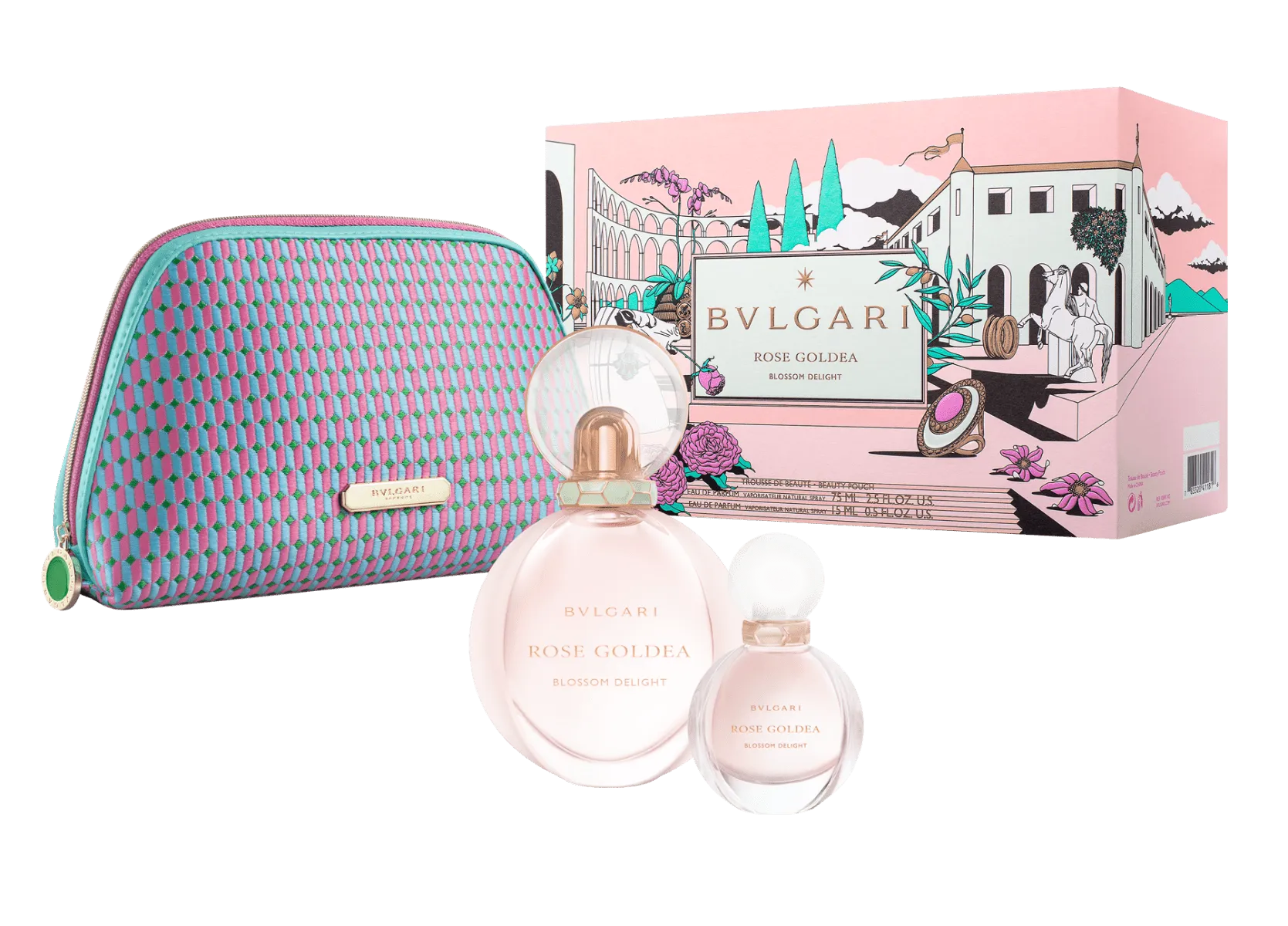 Bvlgari Rose Goldea Blossom Delight Parfum, 75 ml 15ml   Beauty Pouch(Soft Box) Gift Set-Gift Set