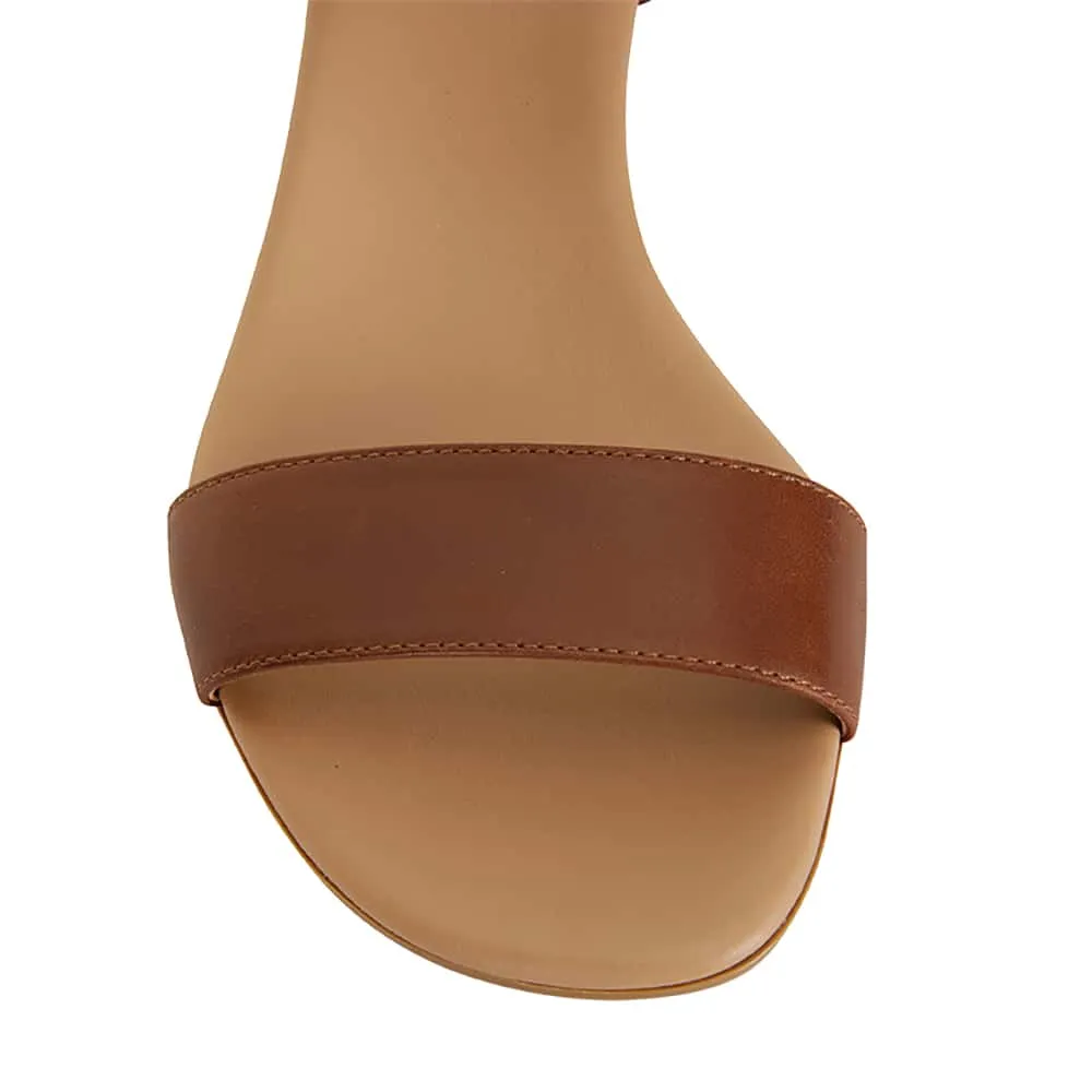 Cable Heel in Cognac Leather