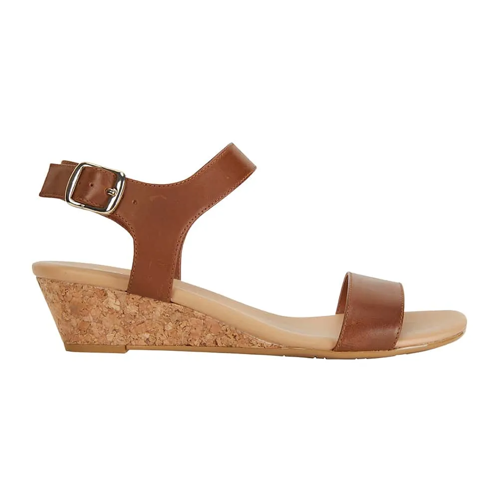 Cable Heel in Cognac Leather