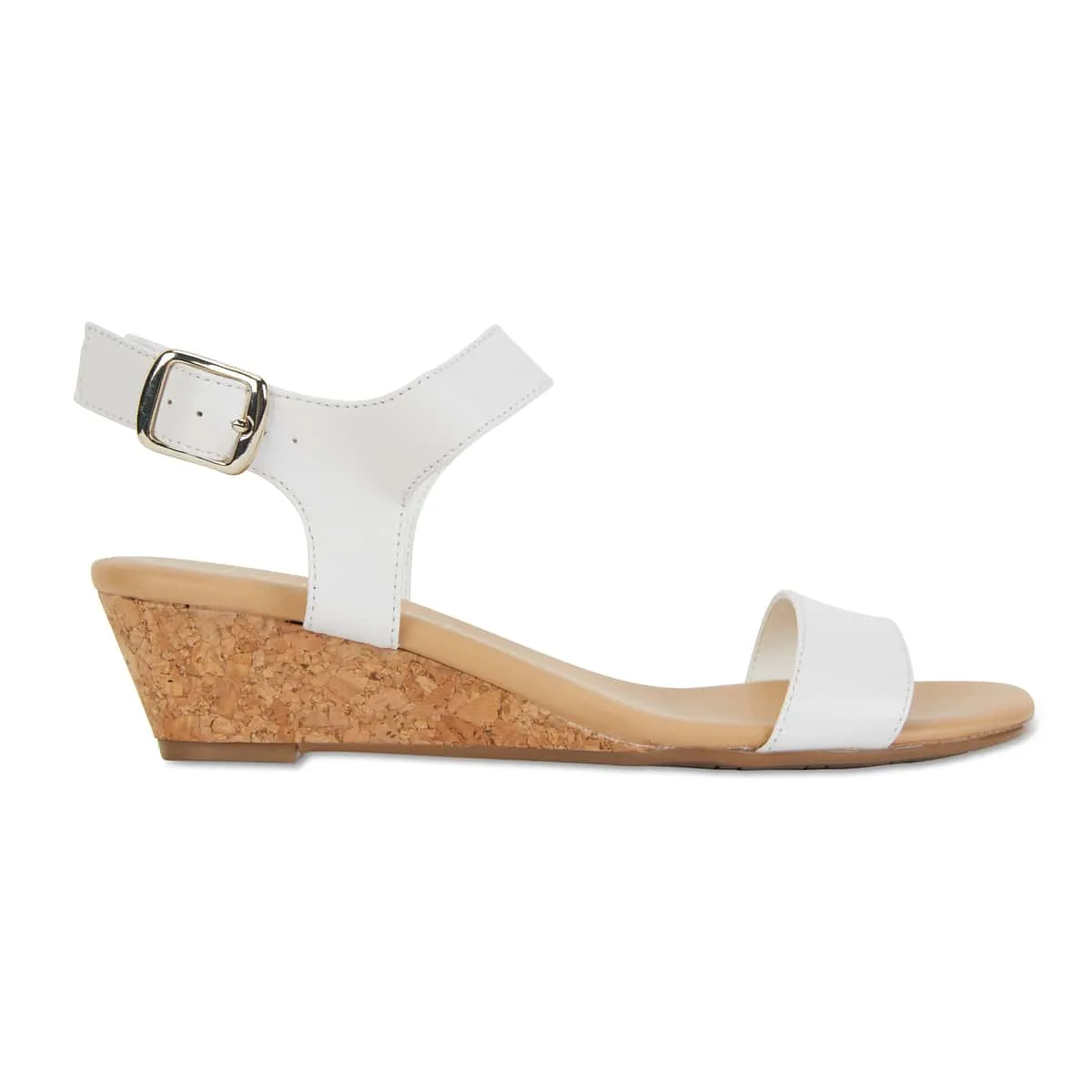 Cable Heel in White Leather