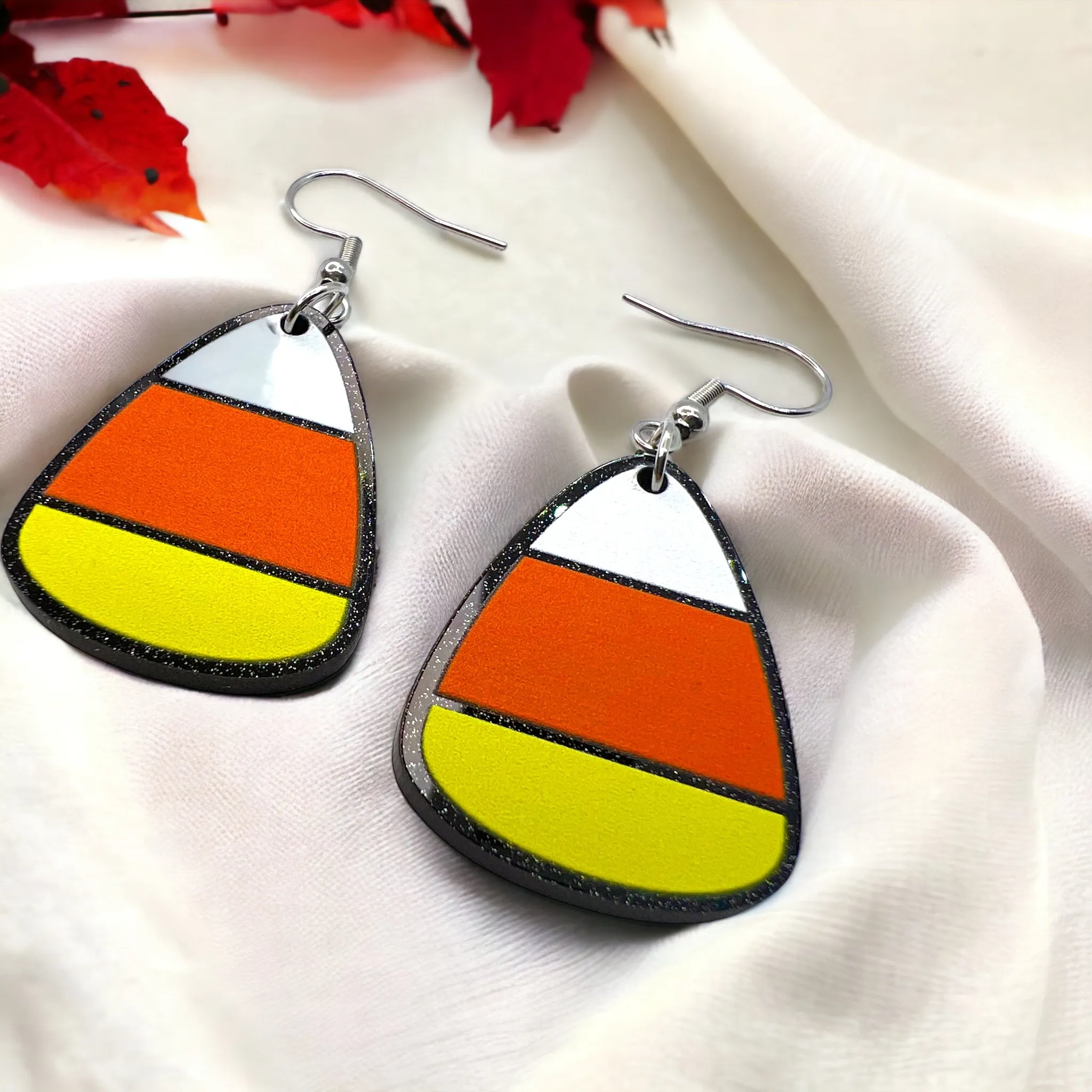 Candy Corn Earrings - Candy Corn Accessories, Halloween Accessories , Halloween Earrings, Not So Scary Halloween, Candy Earrings