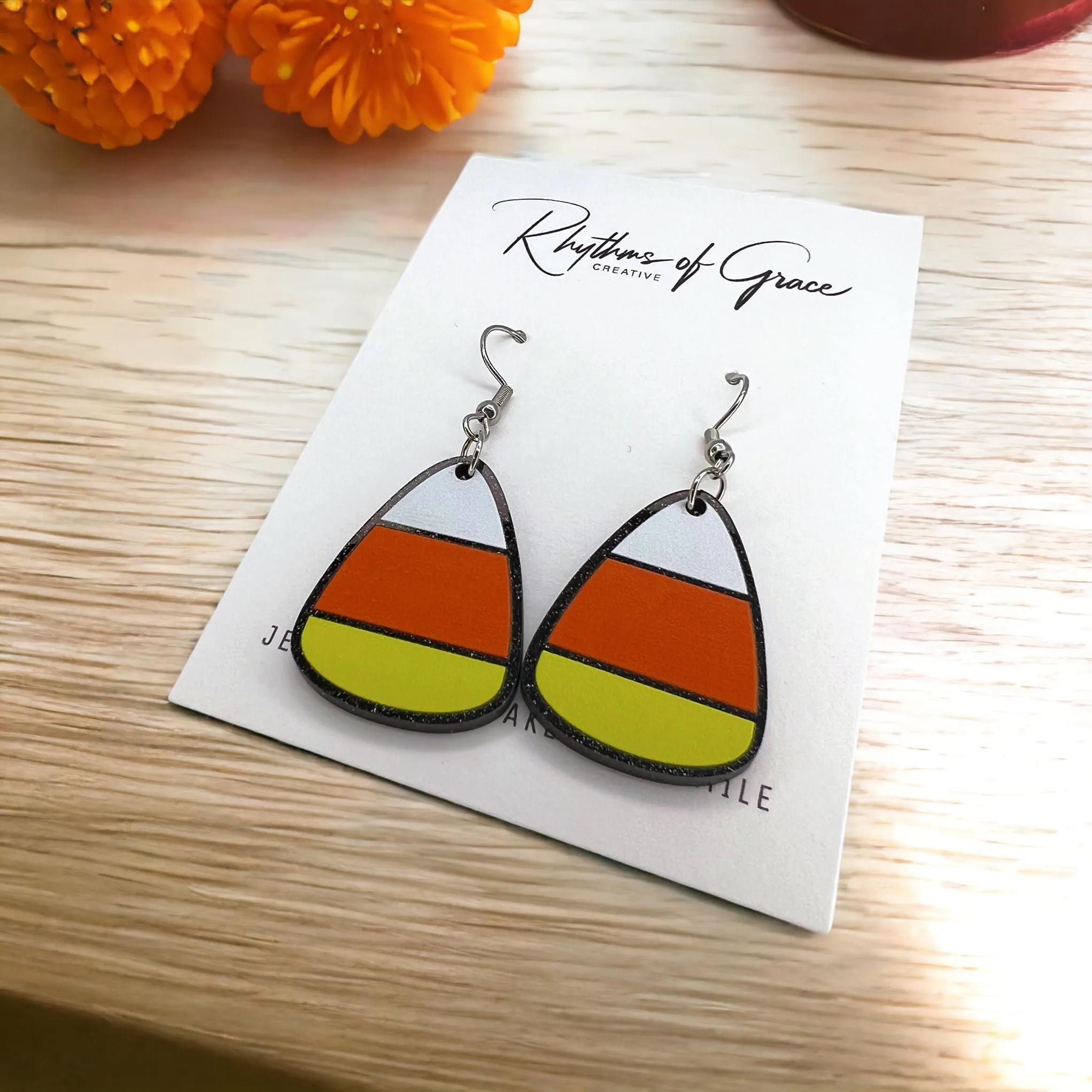 Candy Corn Earrings - Candy Corn Accessories, Halloween Accessories , Halloween Earrings, Not So Scary Halloween, Candy Earrings