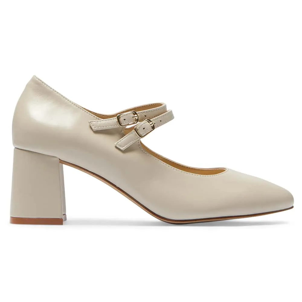 Claire Heel in Ivory Leather