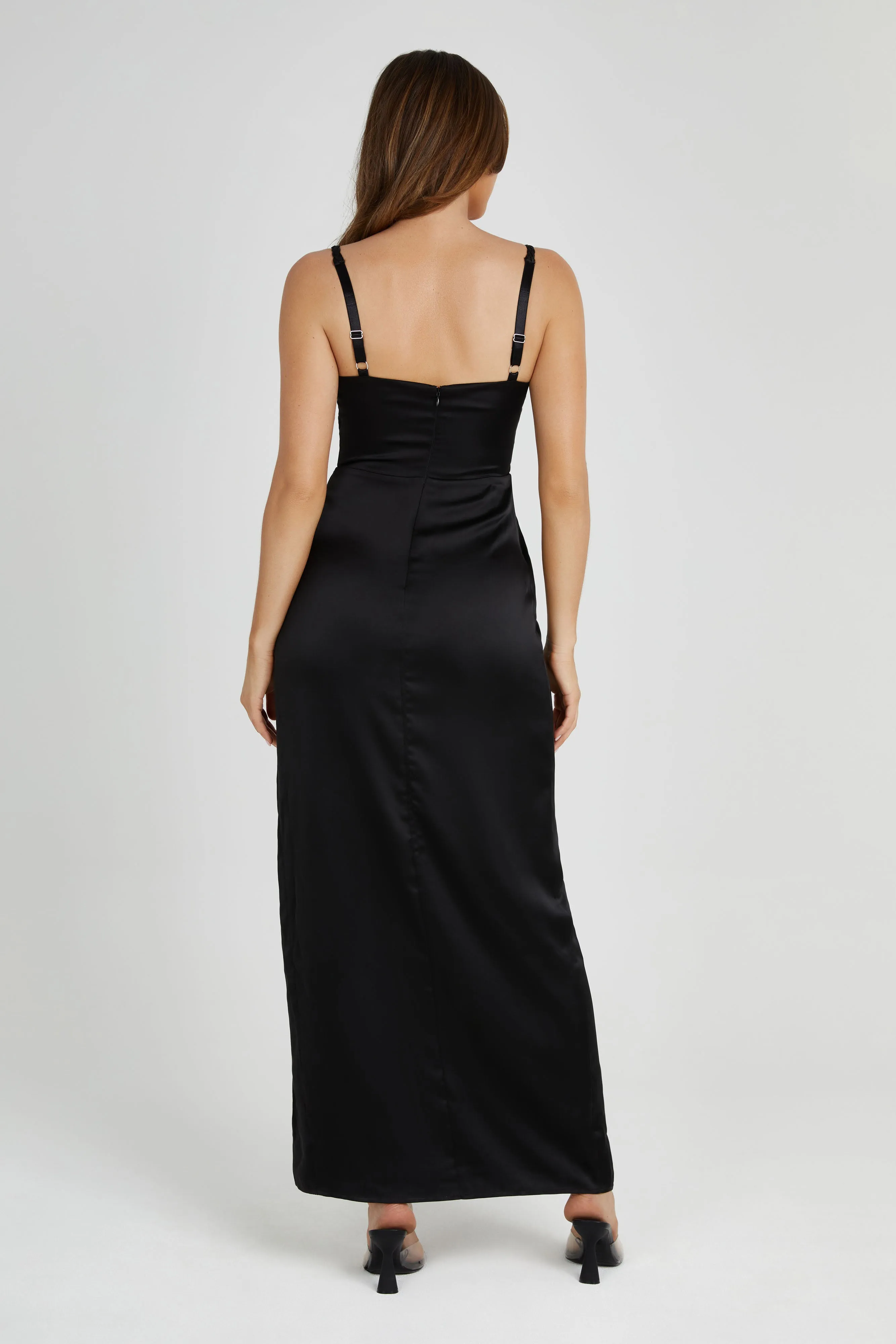 Cleo Satin Dress - Black