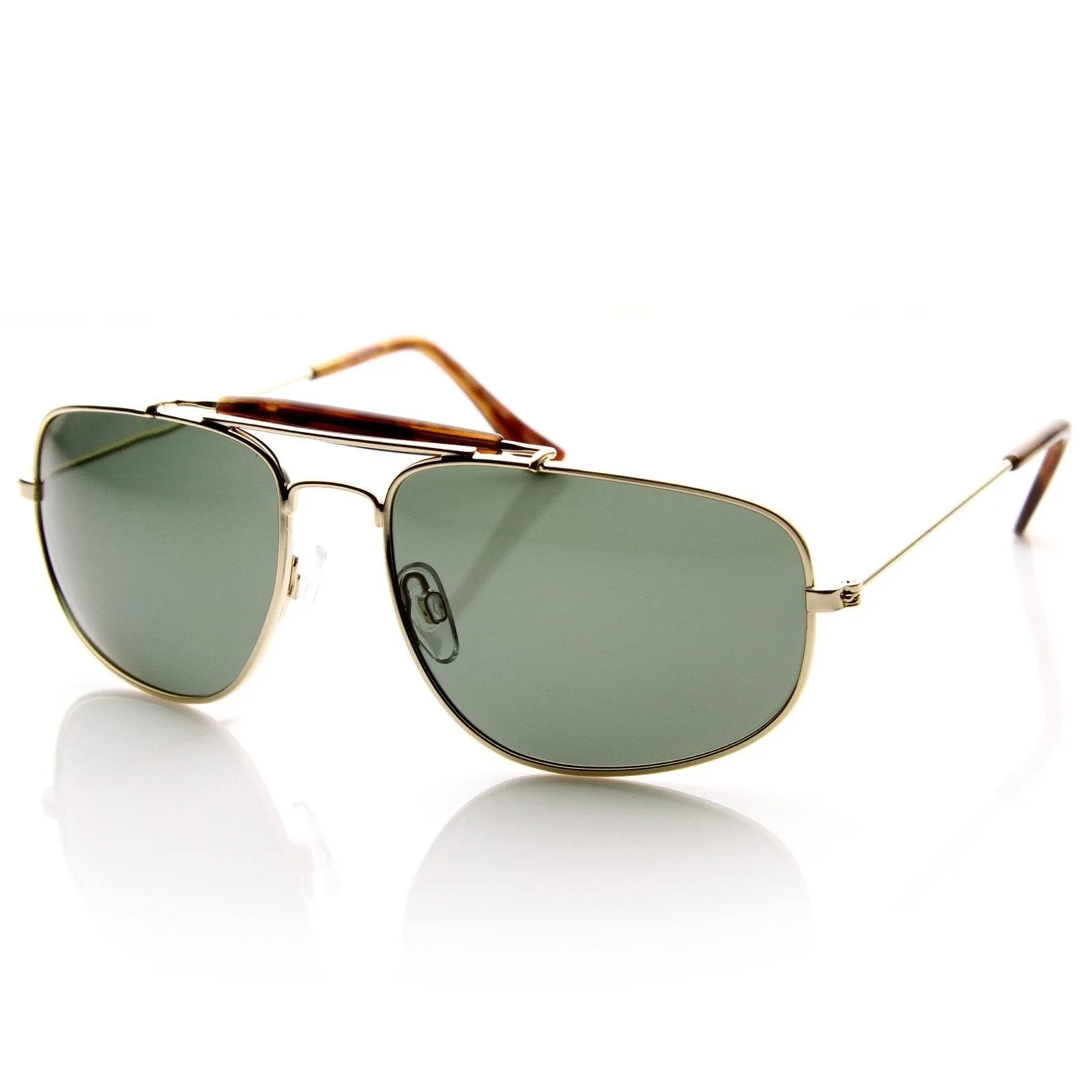 Cross Bar Nickel Finish Aviator Sunglasses