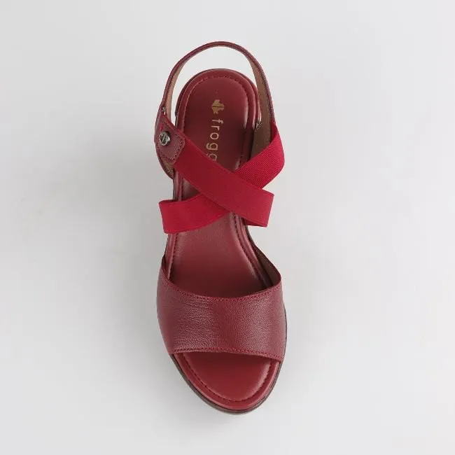 Crossover Wedge Sandal in Red - 12288