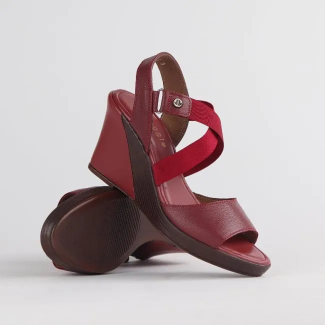 Crossover Wedge Sandal in Red - 12288