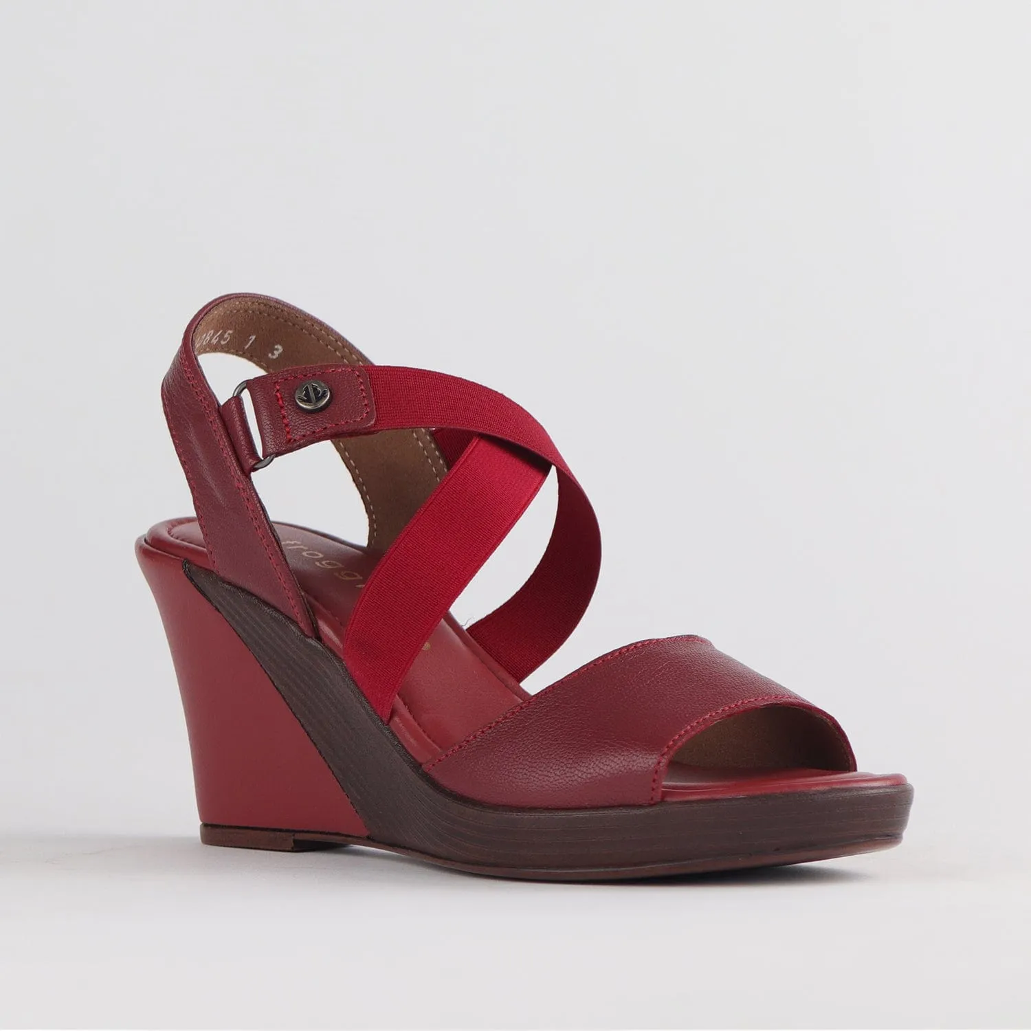 Crossover Wedge Sandal in Red - 12288