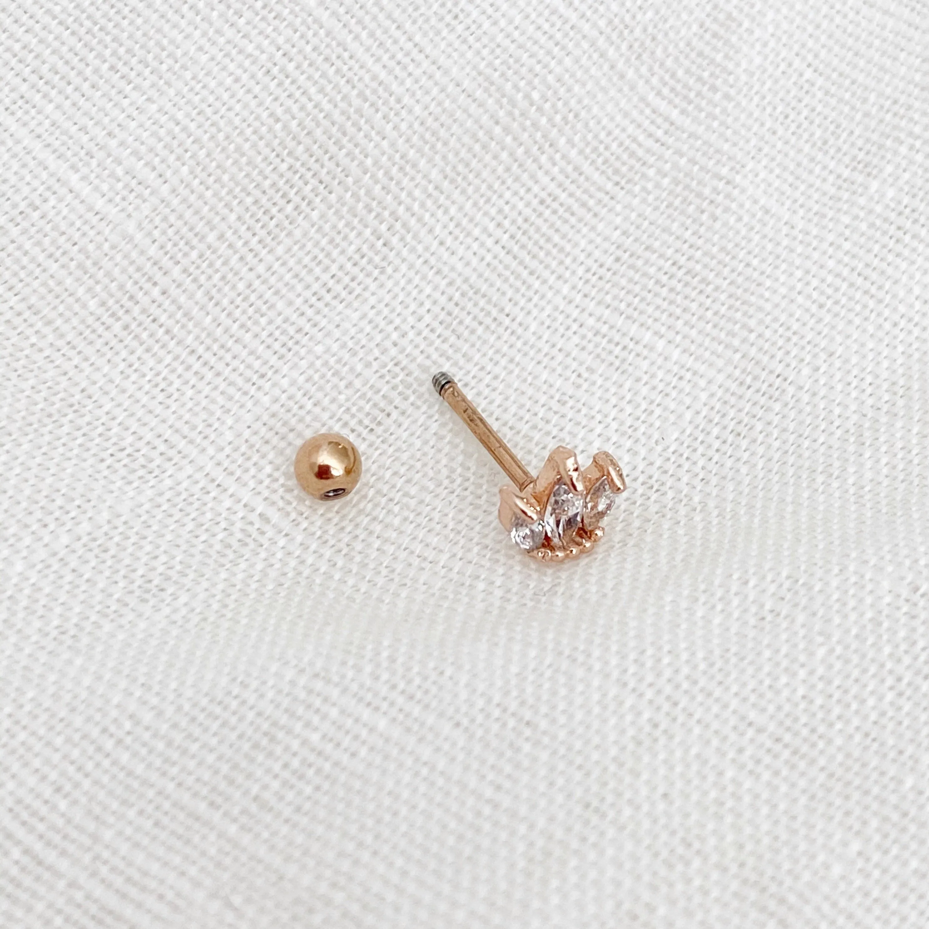 Crown Crystal Barbell Earring - Rose Gold